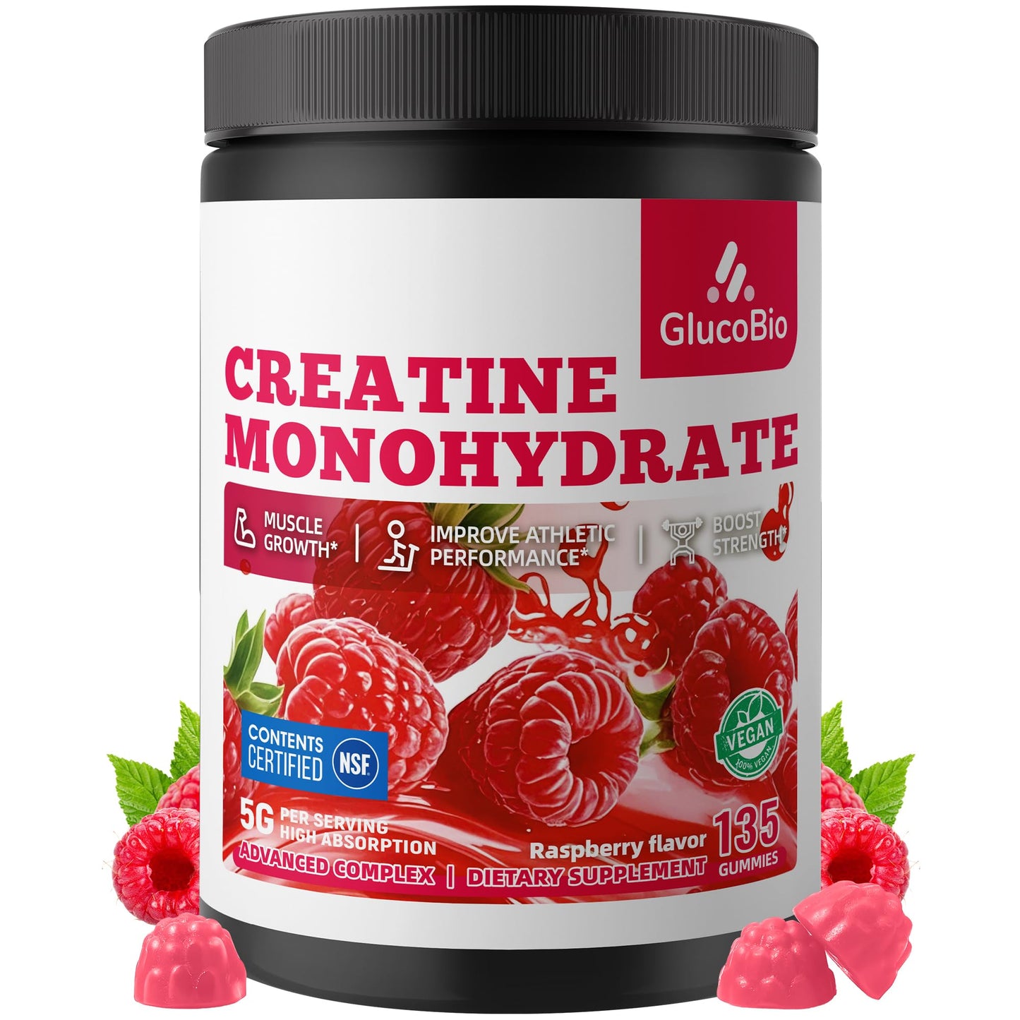 GlucoBio Creatine Monohydrate Gummies 135 Count