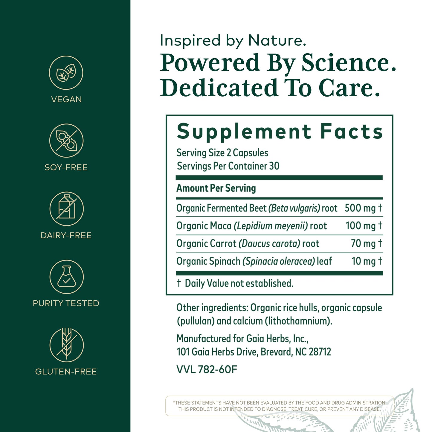Gaia Herbs PRO Fermented Beet & Maca - Healthy Energy & Circulation Support Supplement 60 Capsules