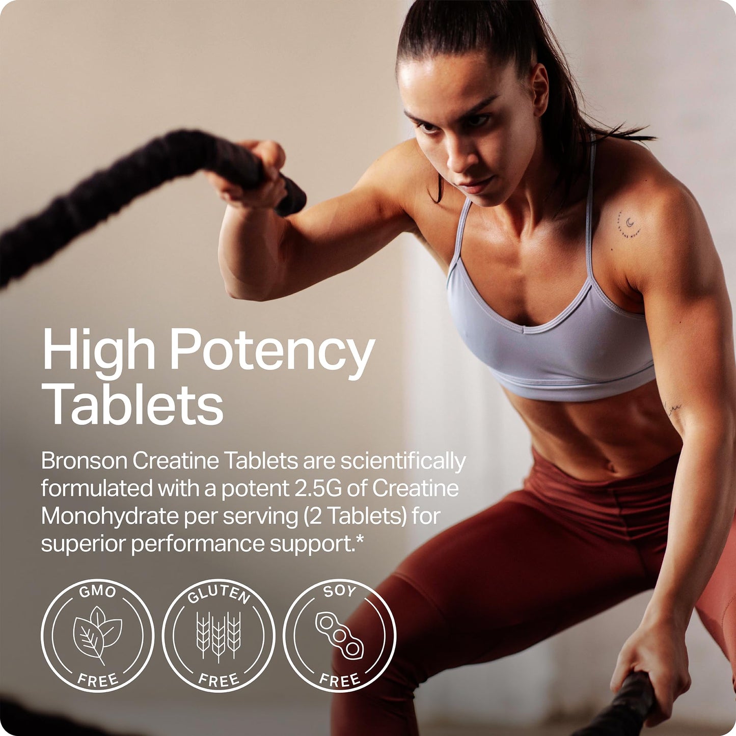 Bronson Creatine Monohydrate High Potency 2.5g per Serving, 100 Tablets