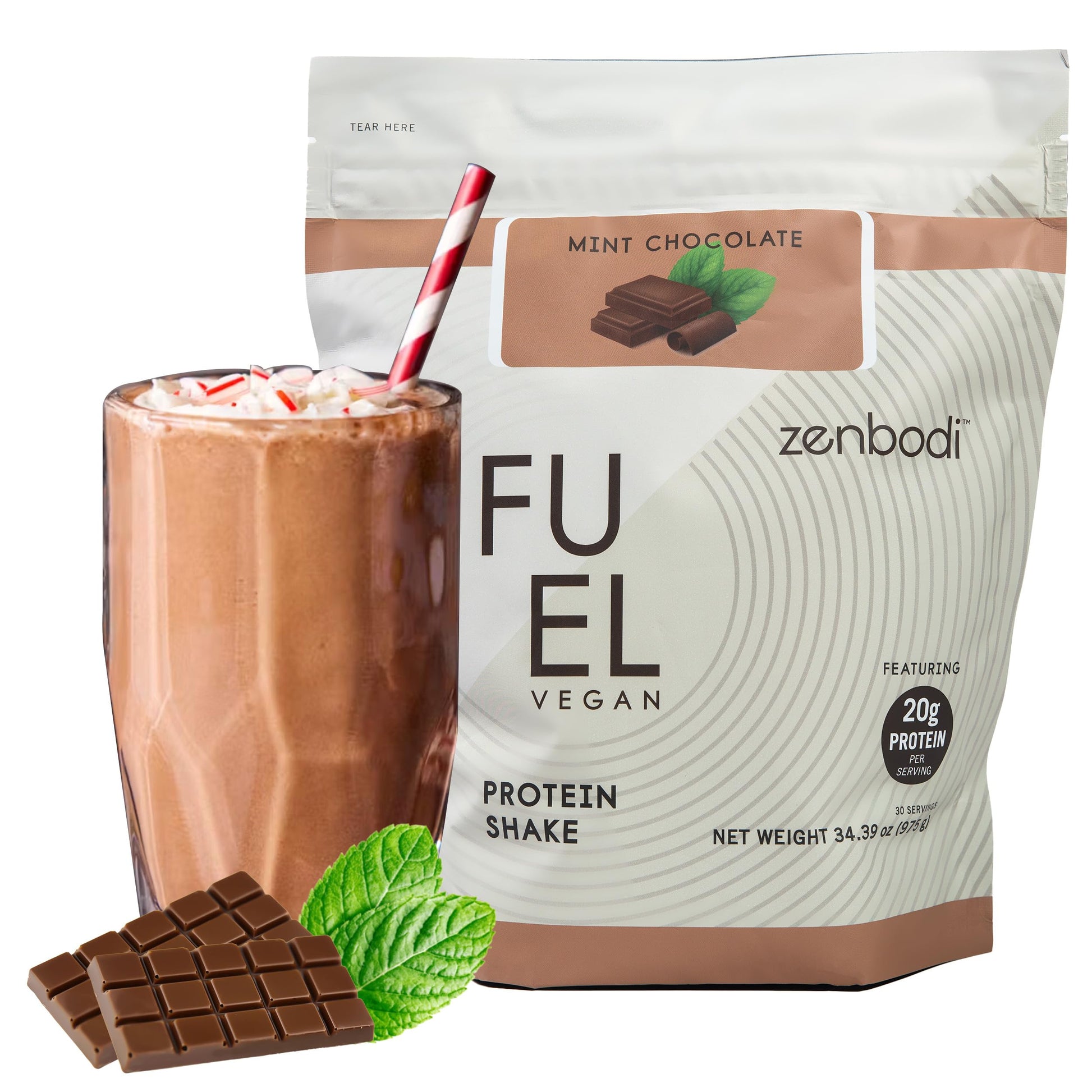 zenbodi Fuel Vegan Protein Powder Mint Chocolate 32 Servings, 2 lb
