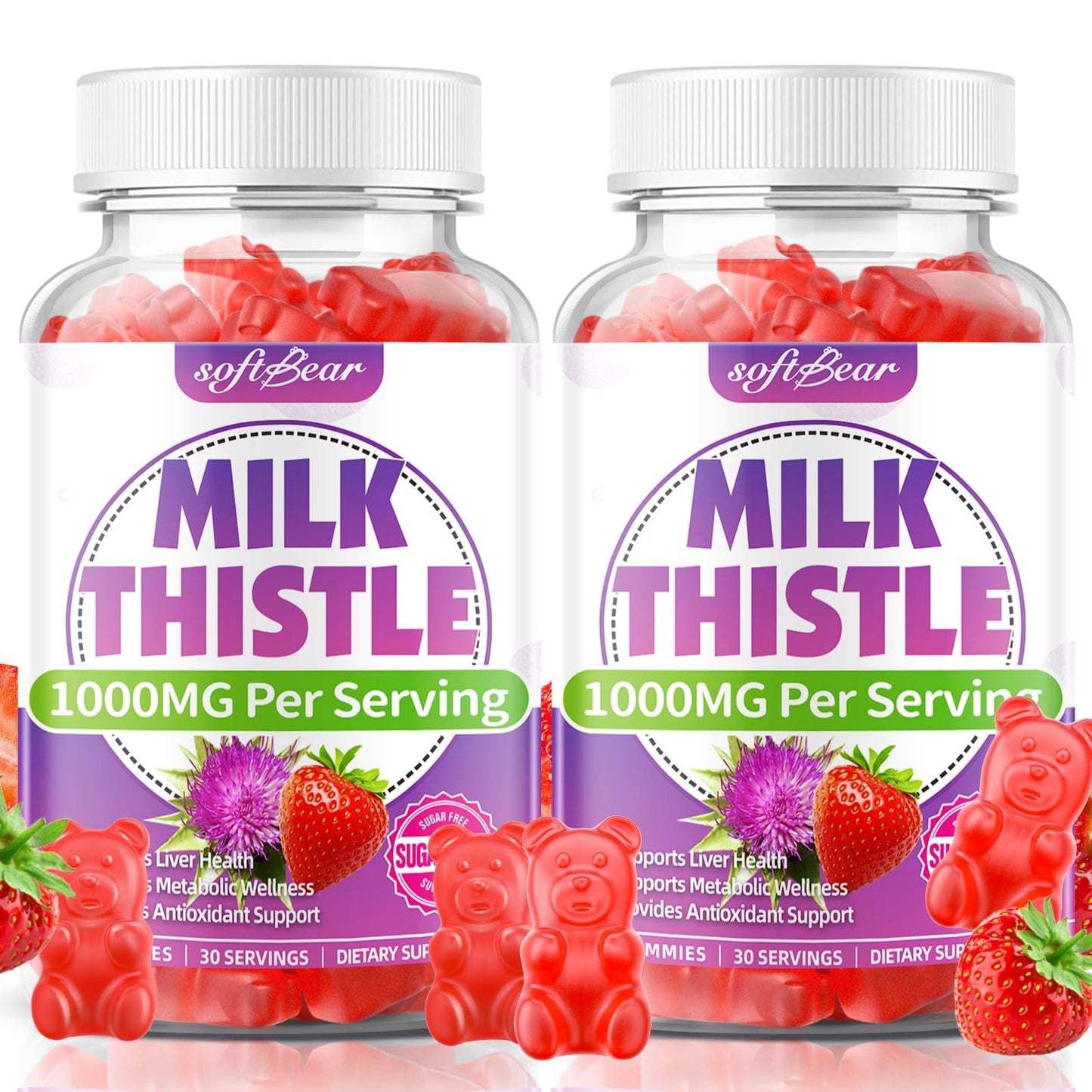 softbear Milk Thistle Gummies 1000mg, 120 Count