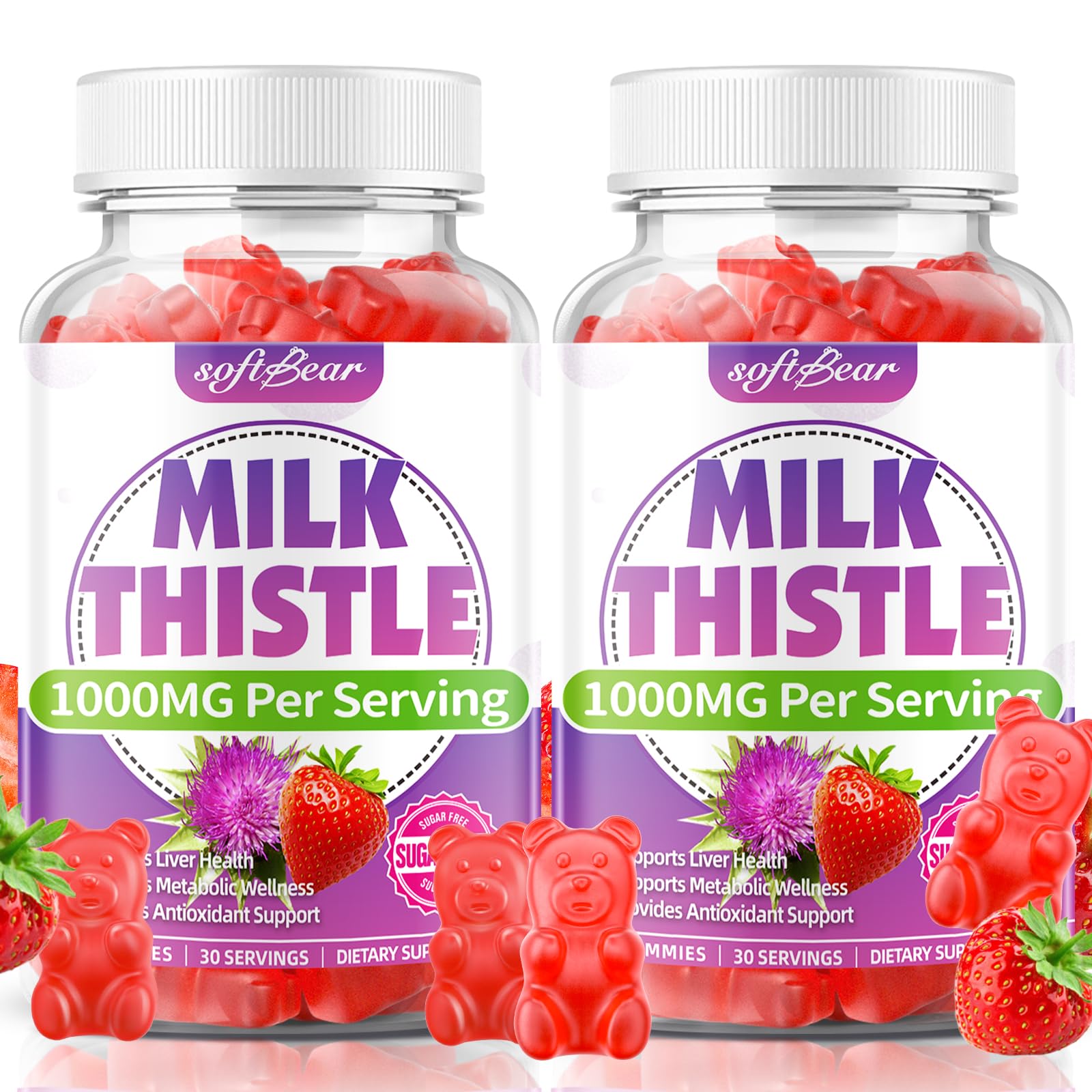 softbear Milk Thistle Gummies 1000mg, 120 Count