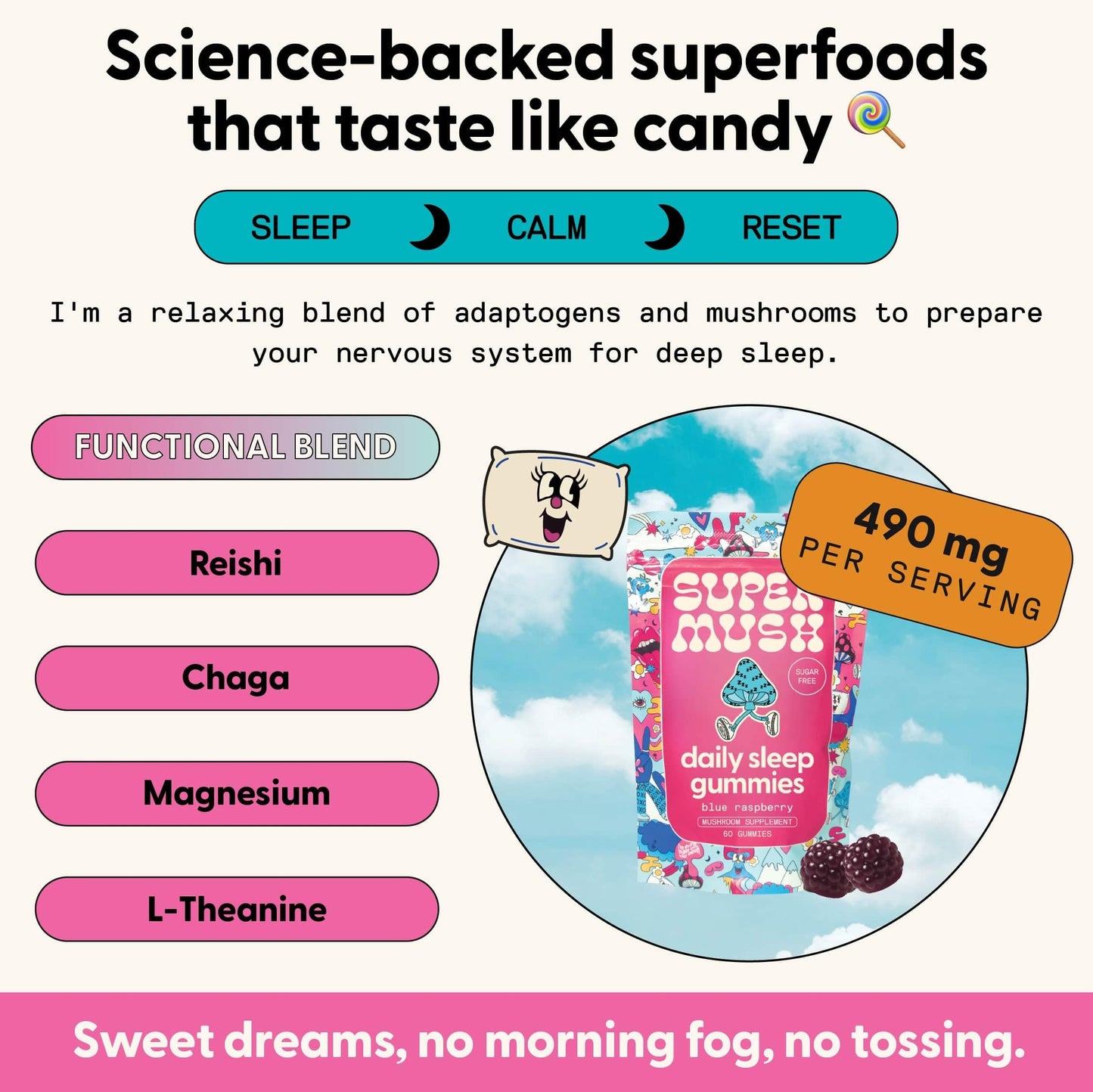 SuperMush Sleep Gummies for Adults 60 Gummies
