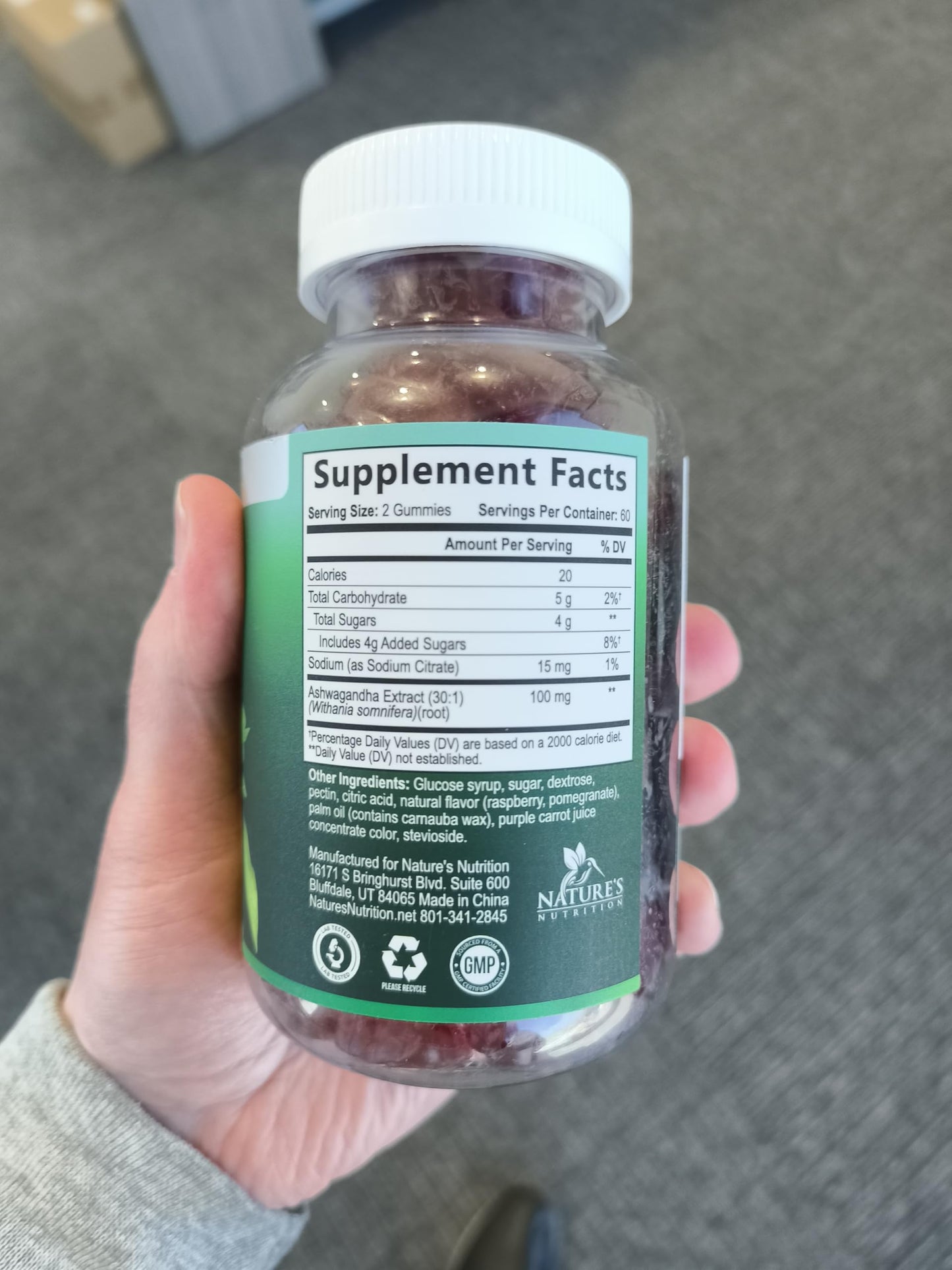 Nature's Nutrition Ashwagandha Gummies 120 Gummies