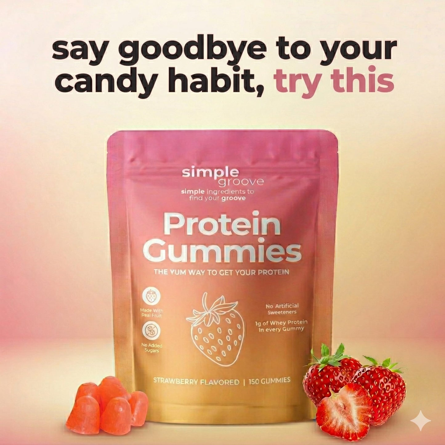 Simple Groove Protein Gummies Gummy 150 Count