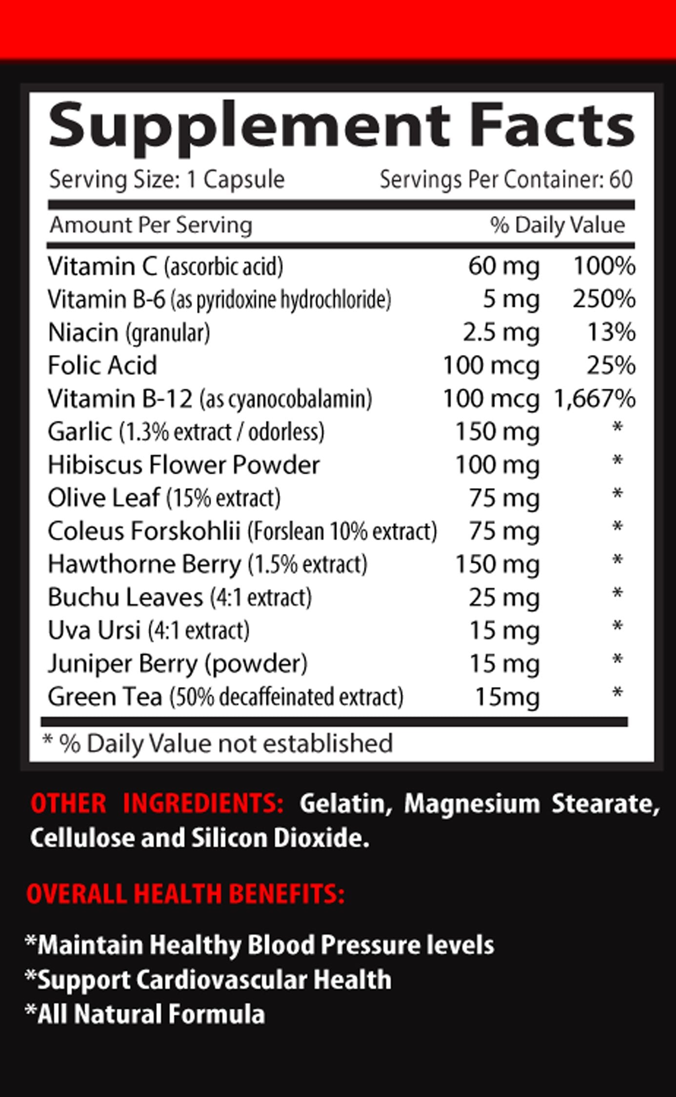 VIP VITAMINS Olive Leaf Extract Capsules, Super Strength, Blood Pressure Support, 1 Count