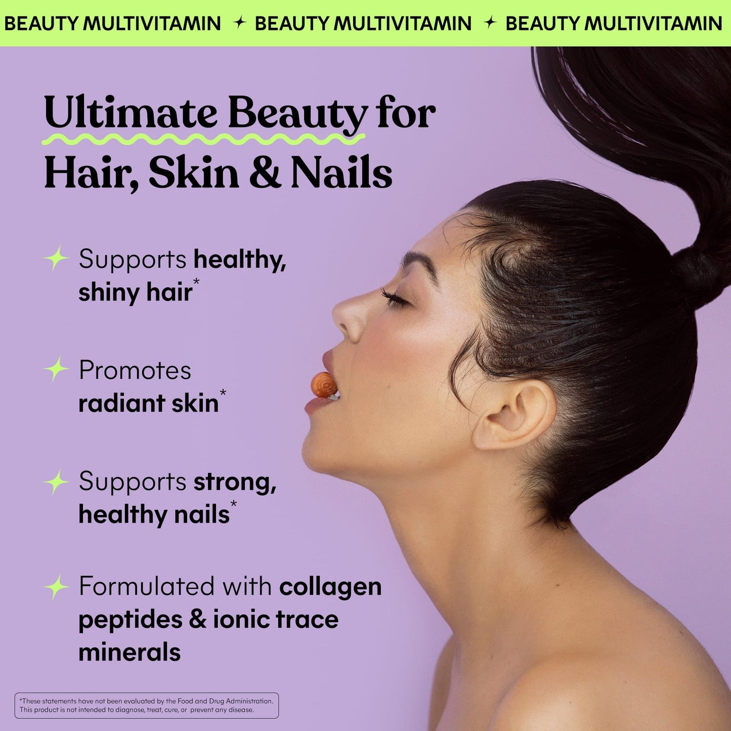 Lemme Glow Collagen Gummies for Thick Hair, Strong Nails & Healthy Skin with Multi-Collagen Peptides, Biotin, Trace Minerals, Zinc, Vitamins A, C & E, 60 Gummies