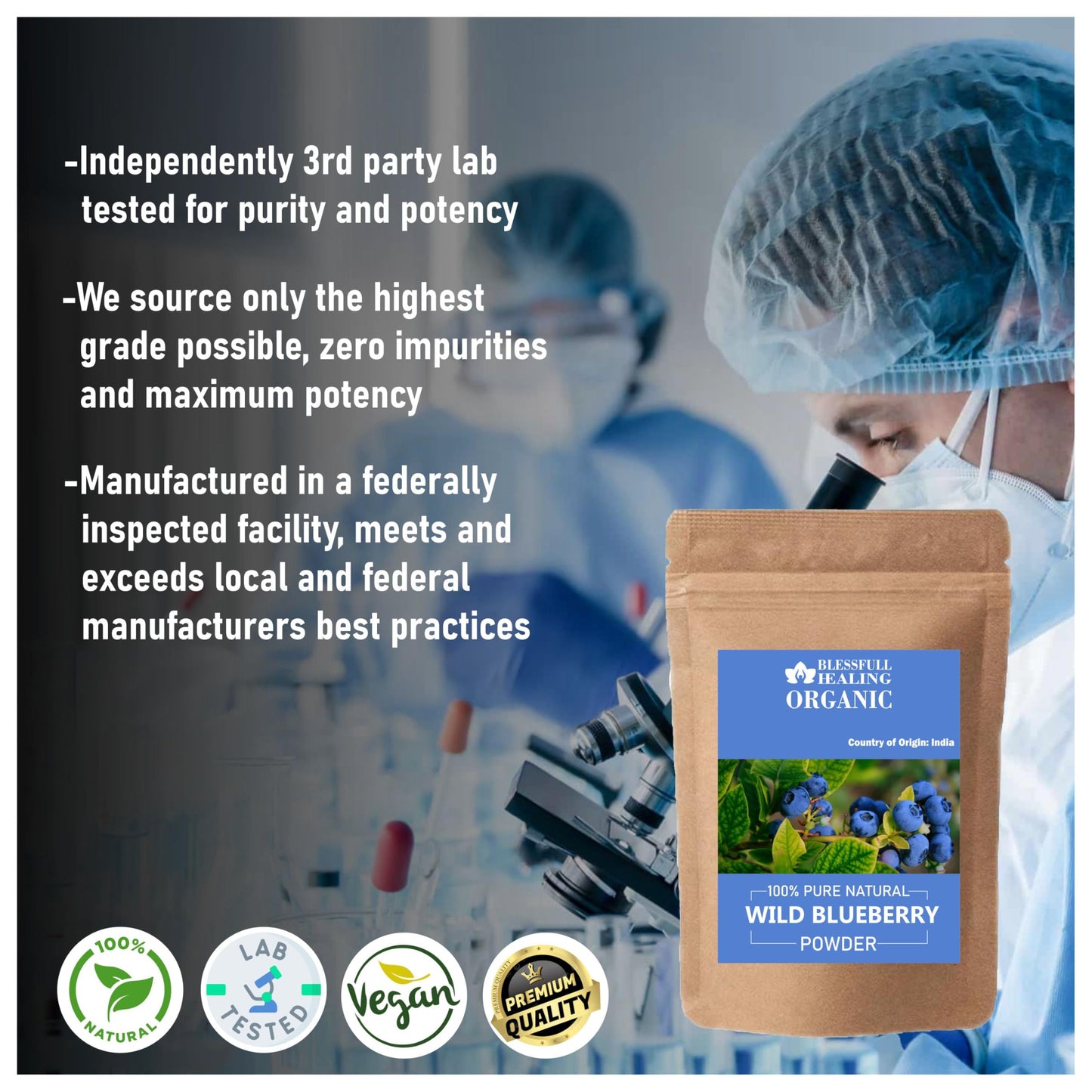 Blessfull Healing Organic Wild Blueberry Powder 3.52 oz
