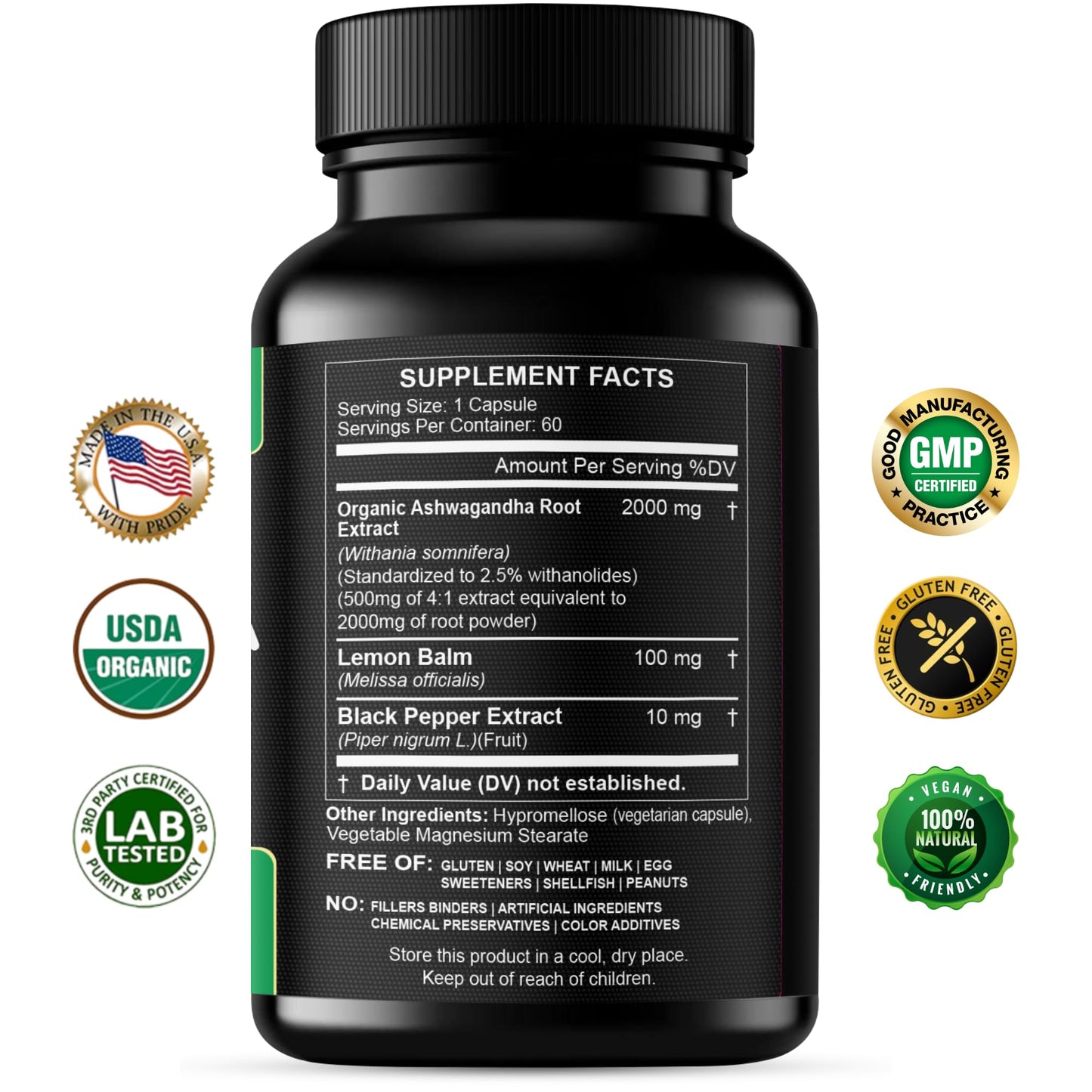 HCL Herbal Code Labs Spirulina Chlorella Ashwagandha Detox & Stress Support Capsules, 180 Count