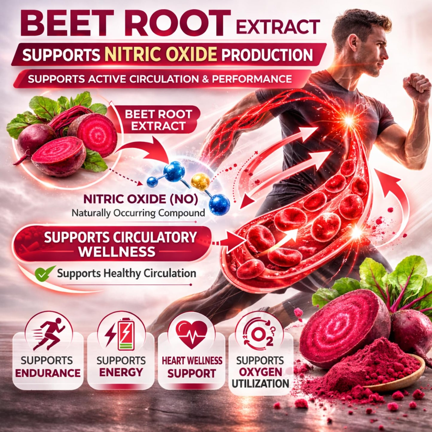 Lemeli Beetroot Capsules 1300mg Per Serving, Plant-Based Beet Root Extract Supplement, Antioxidant-Rich Superfood Formula, Daily Energy & Active Lifestyle Support, 60 Capsules