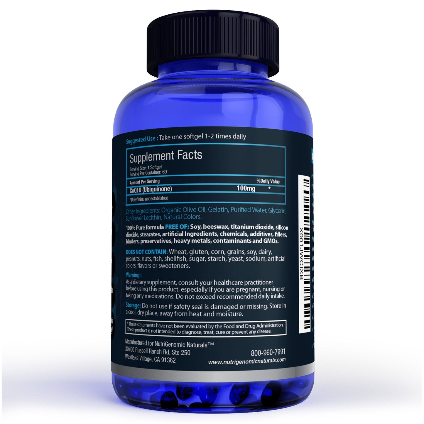 NutriGenomic Naturals CoQ10 100mg Softgels 60 Count