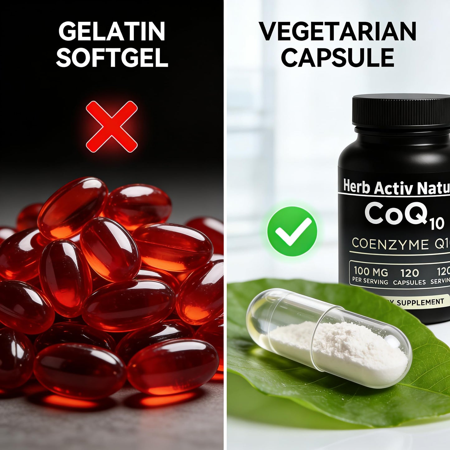 Herb Activ Natural CoQ10 100 mg Coenzyme Q10 Dietary Supplement Capsule 120 Capsules
