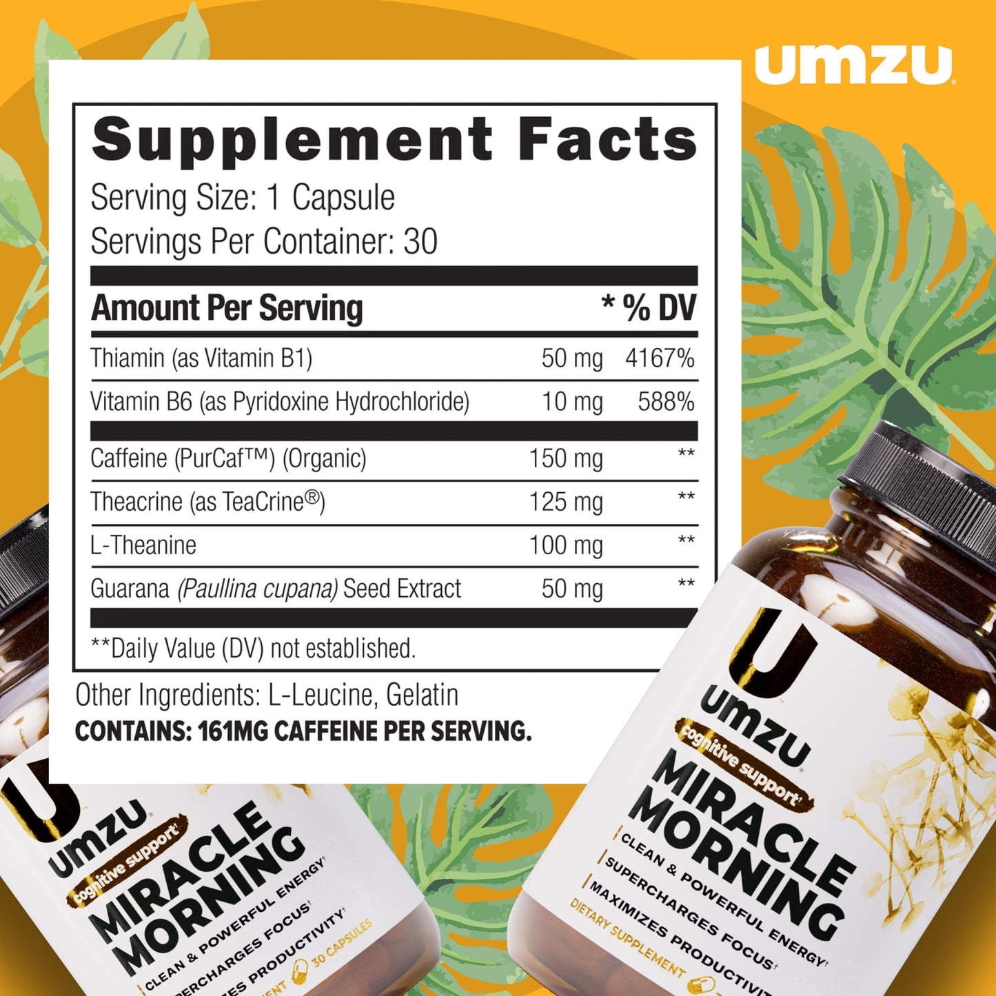 UMZU Miracle Morning Energy Support Supplement Capsules 30