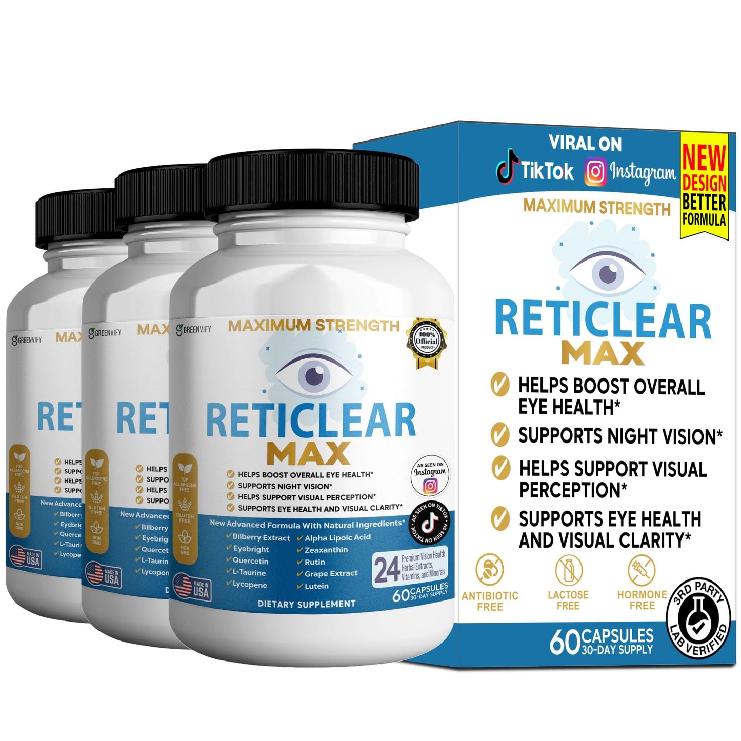 GREENVIFY Reticlear Max Eye Health Supplement Capsule 60 Capsules