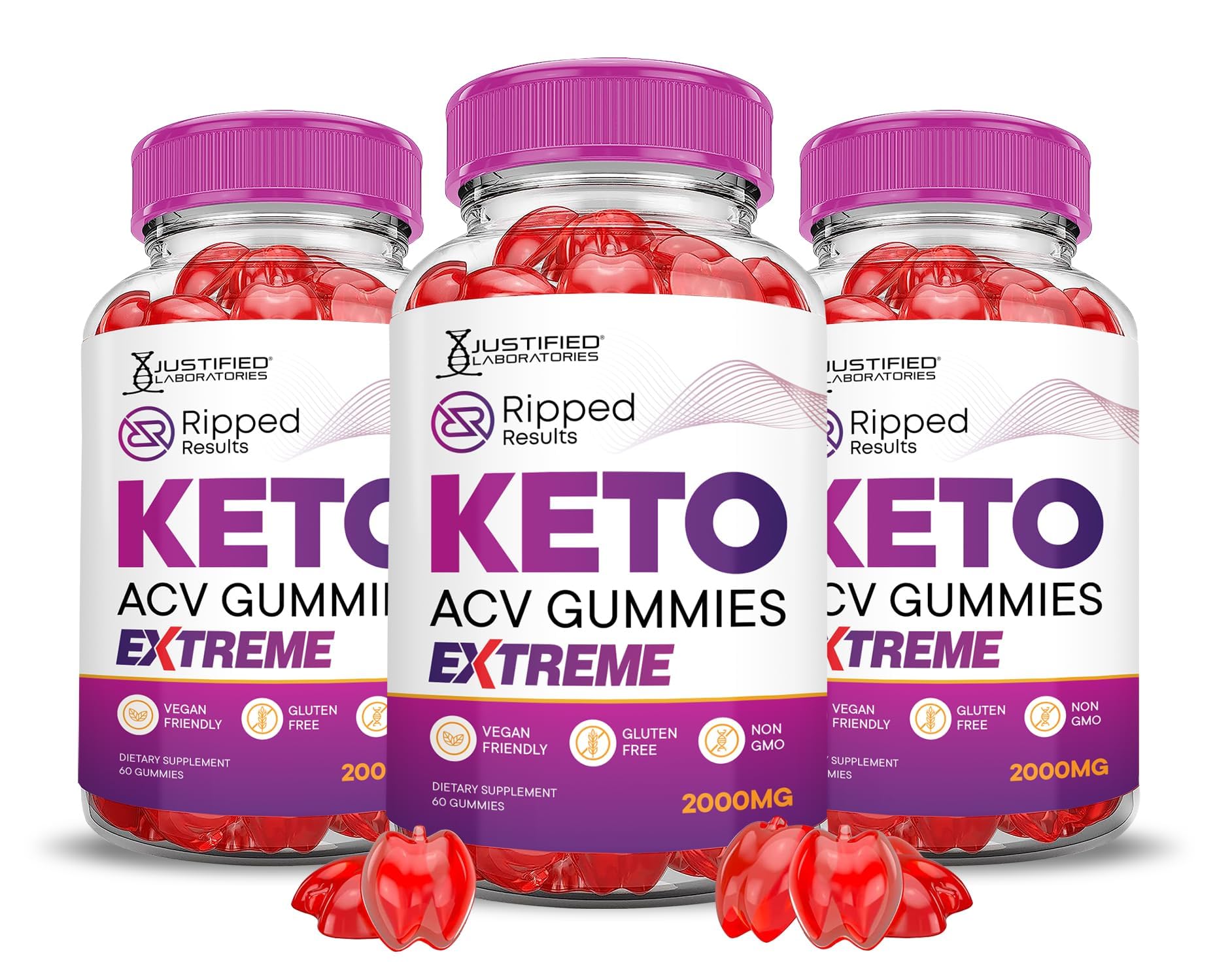 Justified Laboratories Ripped Results Keto ACV Extreme Gummies, 180 Count