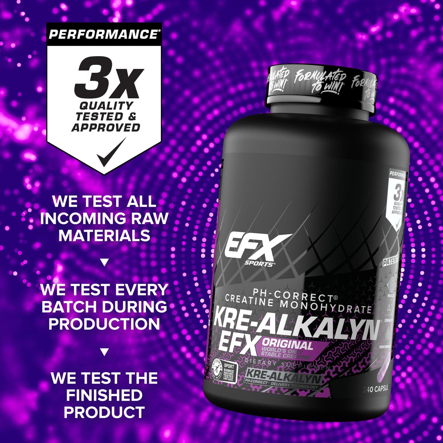 EFX Sports Kre-Alkalyn EFX Creatine Monohydrate Capsule, 240 Capsules