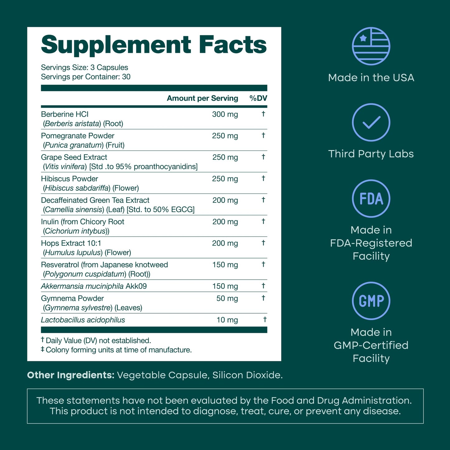 GLP-1 Supplement for Weight Loss & Appetite Control for Men and Women with Akkermansia, Berberine, Inulin, EGCG, Resveratrol, Hops, Polyphenols - Supports Digestion, Hunger, Cravings, Gut Health