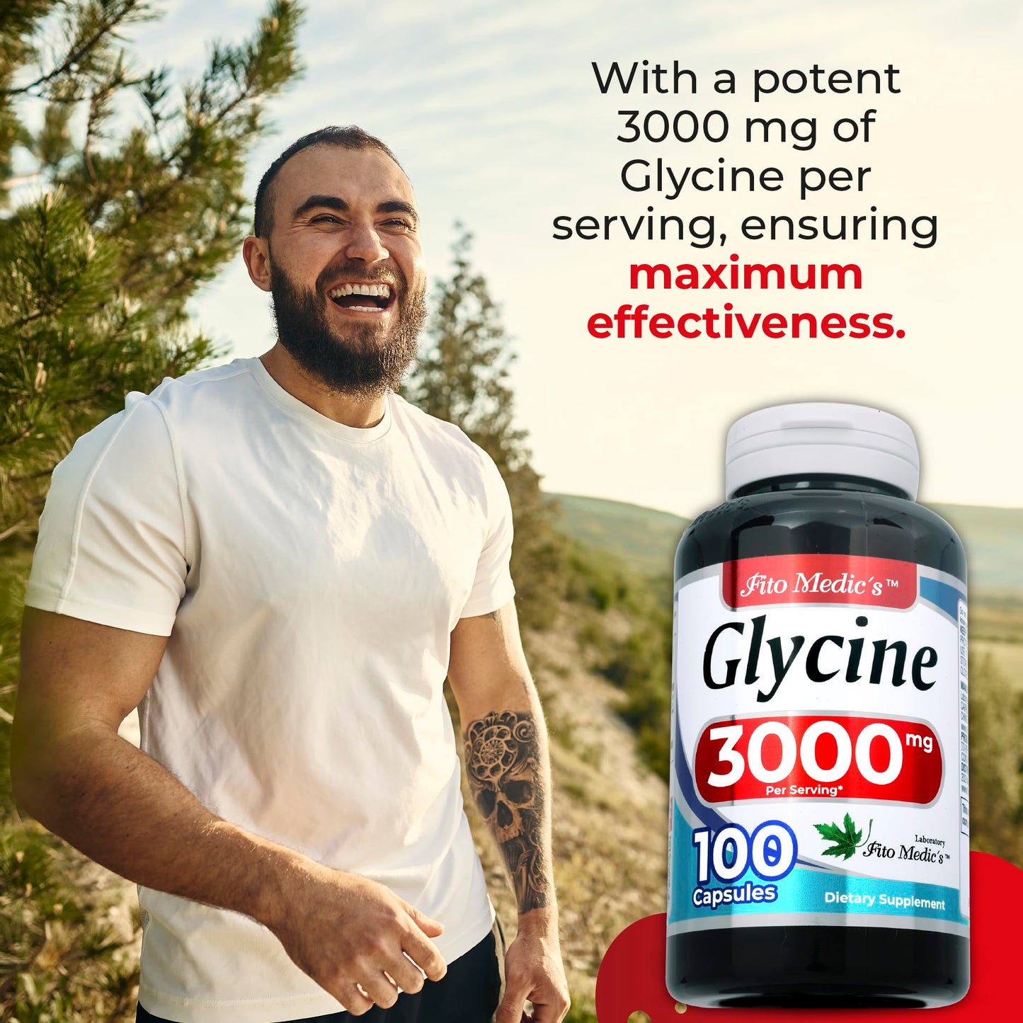 FITO MEDIC'S Glycine Supplement Capsule, 100 Capsules