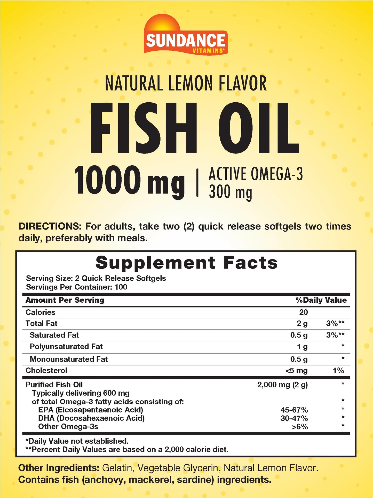 Sundance Fish Oil Softgels 200 Count