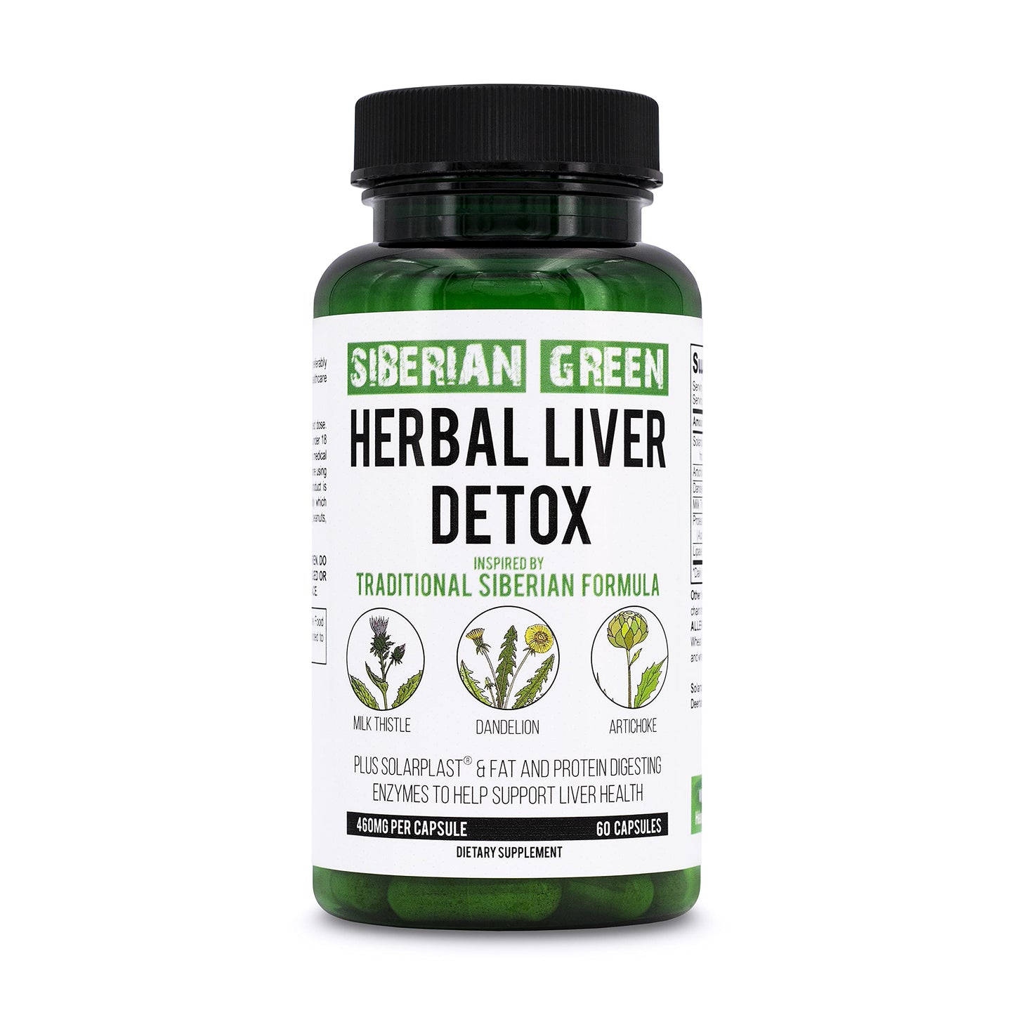 Siberian Green Herbal Liver Detox with Milk Thistle Artichoke Dandelion 60 Capsules