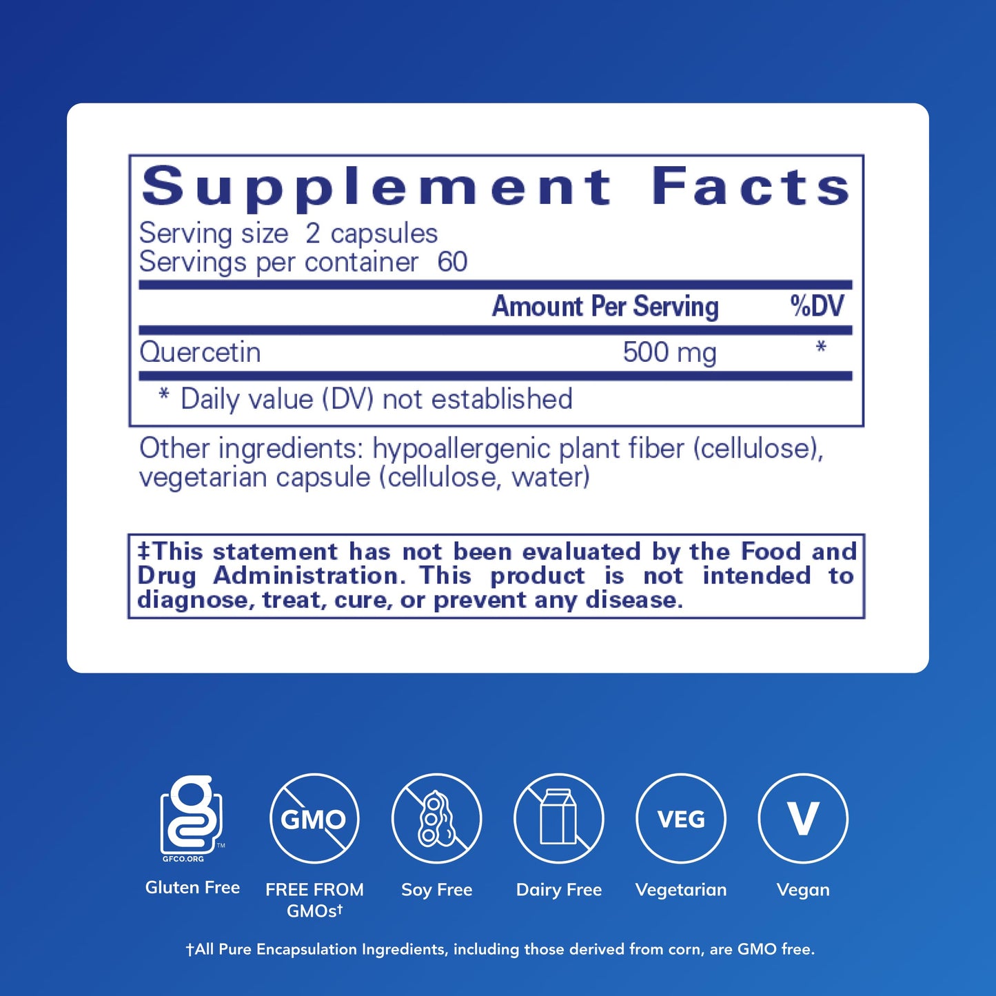 Pure Encapsulations Quercetin - 500 mg - Immune Support, Cellular Health & Heart Health* - Antioxidant Supplement - Gluten Free & Non-GMO, 120 Capsules