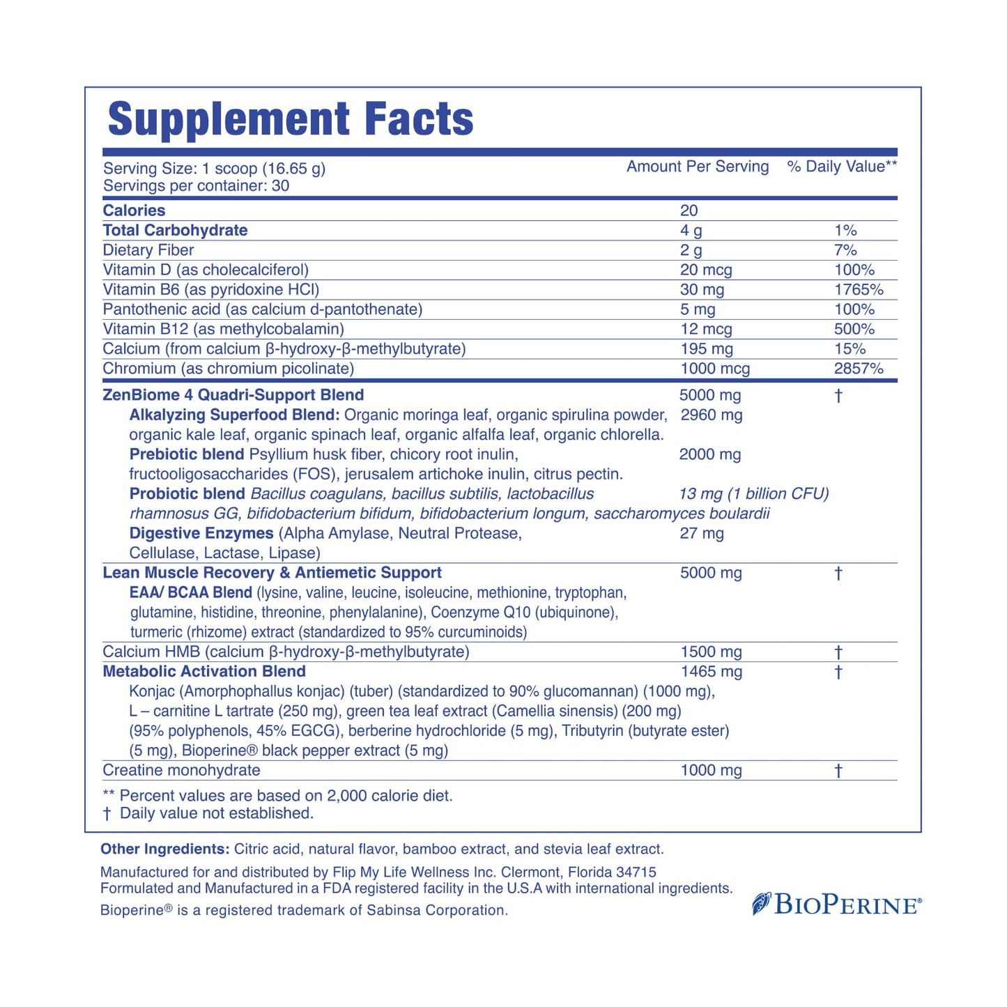 Flip My Life FLIP 6 Gut Health Powder – Complete Gut Support, 30 Servings