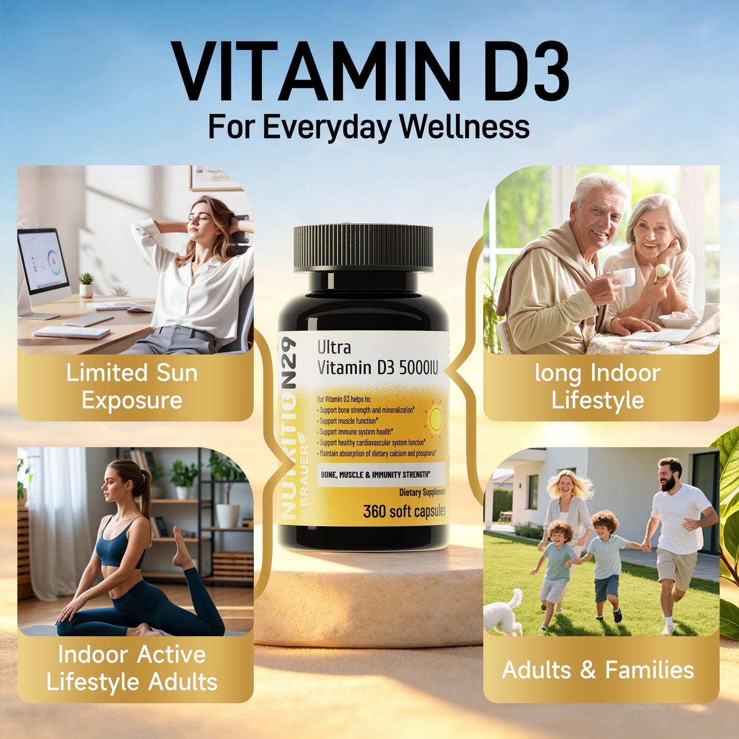 NUTRITION29 Vitamin D3 5000 IU (125 mcg) Softgels, 360