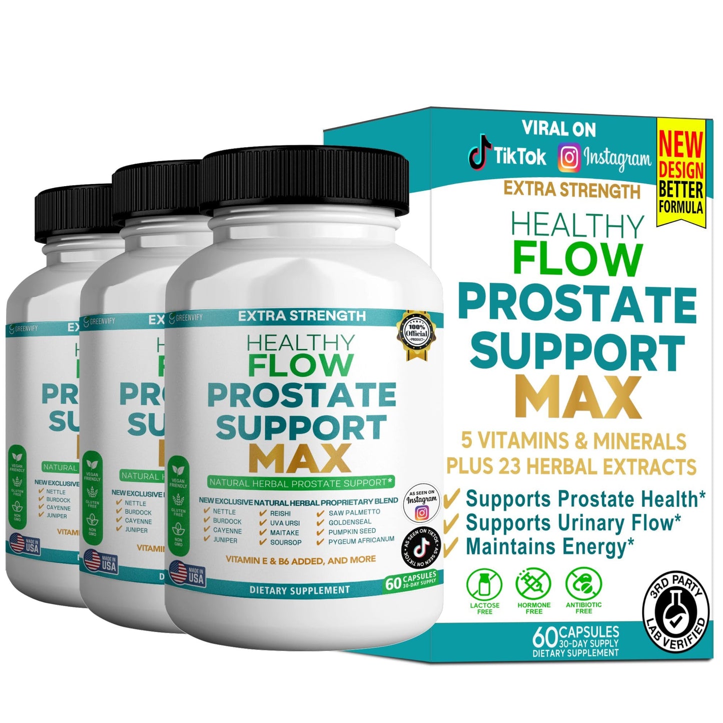GREENVIFY Healthy Flow Prostate Support Max Capsules 60 Count
