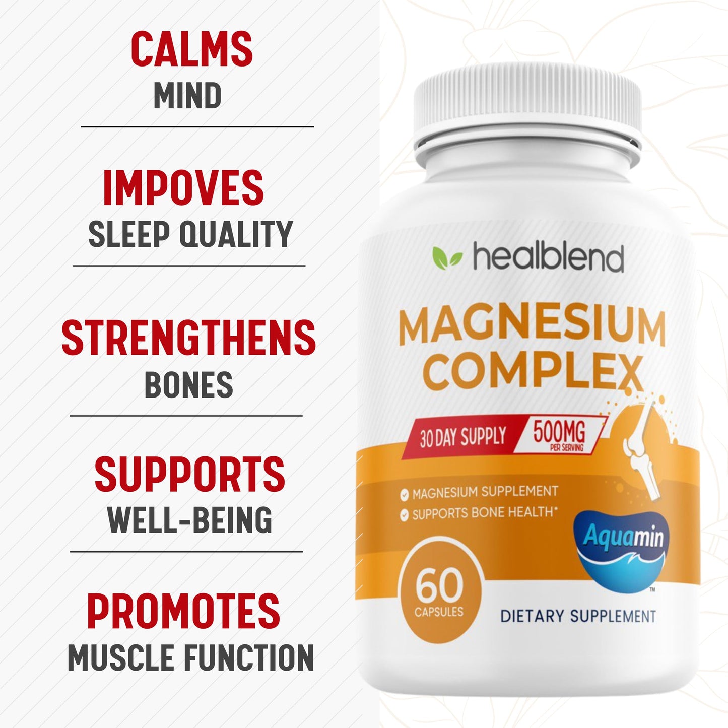 Healblend Multi Magnesium Complex Supplement 500mg Capsules, 60 Count