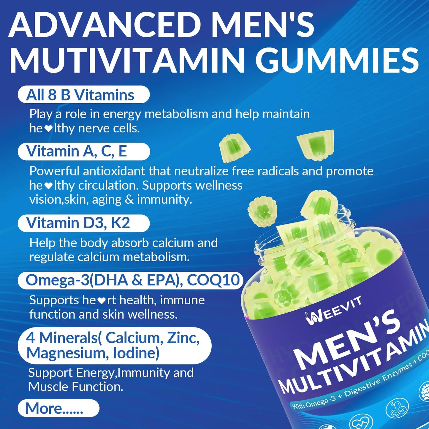 WEEVIT Multivitamin for Men Gummies 120 Count