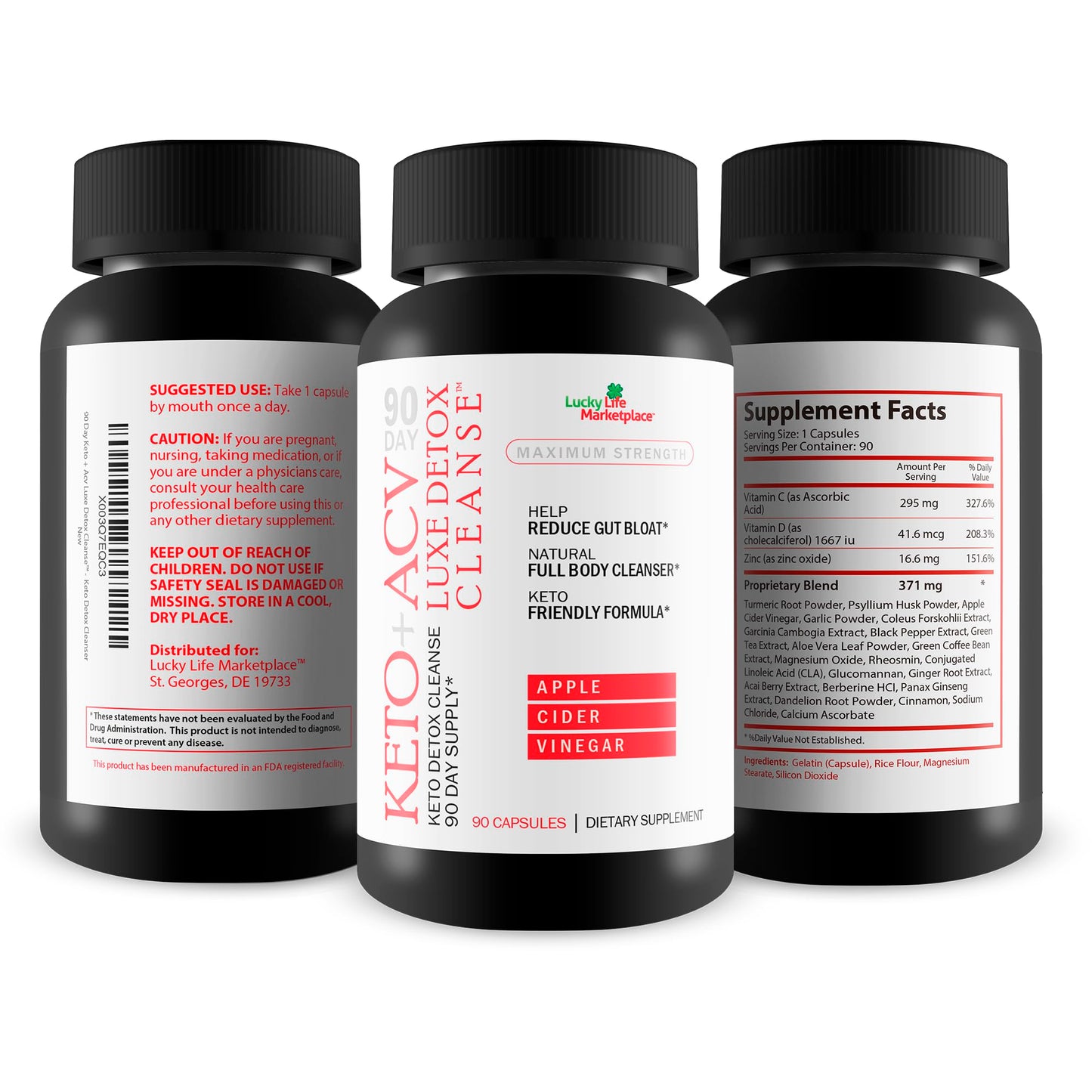 Generic 90 Day Keto + ACV Luxe Detox Cleanse Capsule, 90 Count