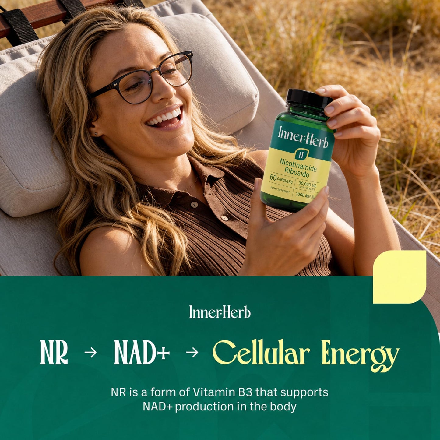 InnerHerb Nicotinamide Riboside 1000mg Capsule, 1 Count