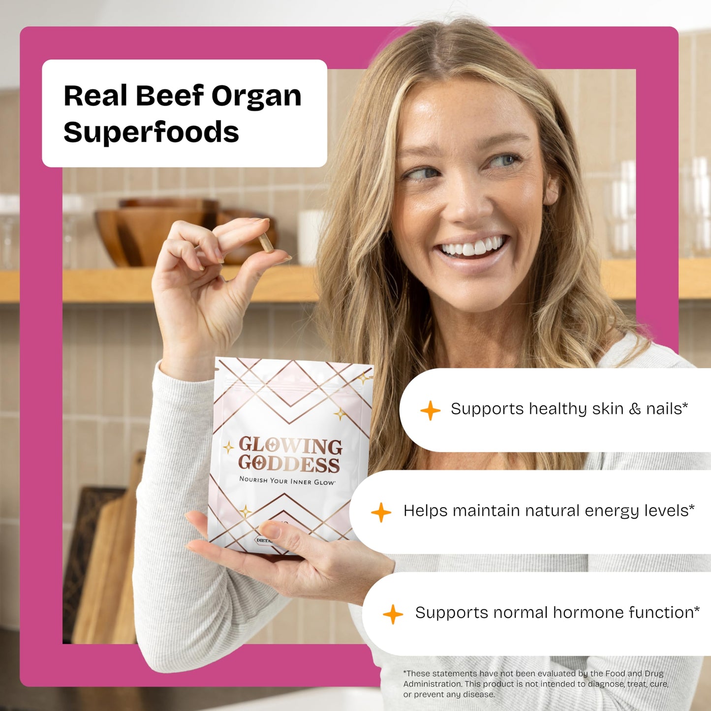 Glowing Goddess Female-Optimized Beef Organ Superfood Capsule 60 Count