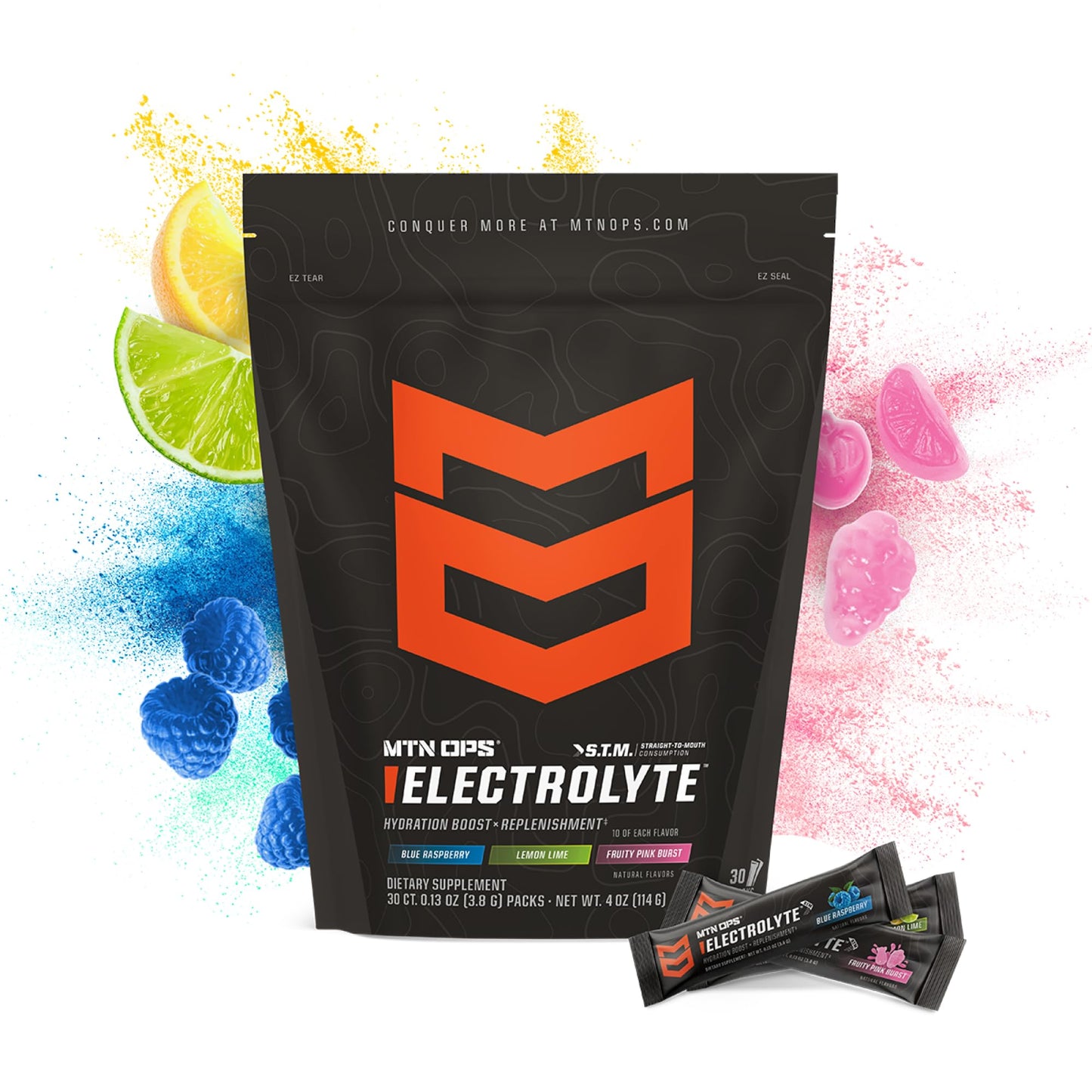 MTN OPS Sugar Free Electrolyte Packets Powder, 4-Count