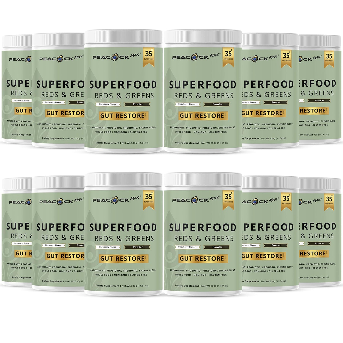 Peacock Max Superfood Reds & Greens Powder, 139.68 oz