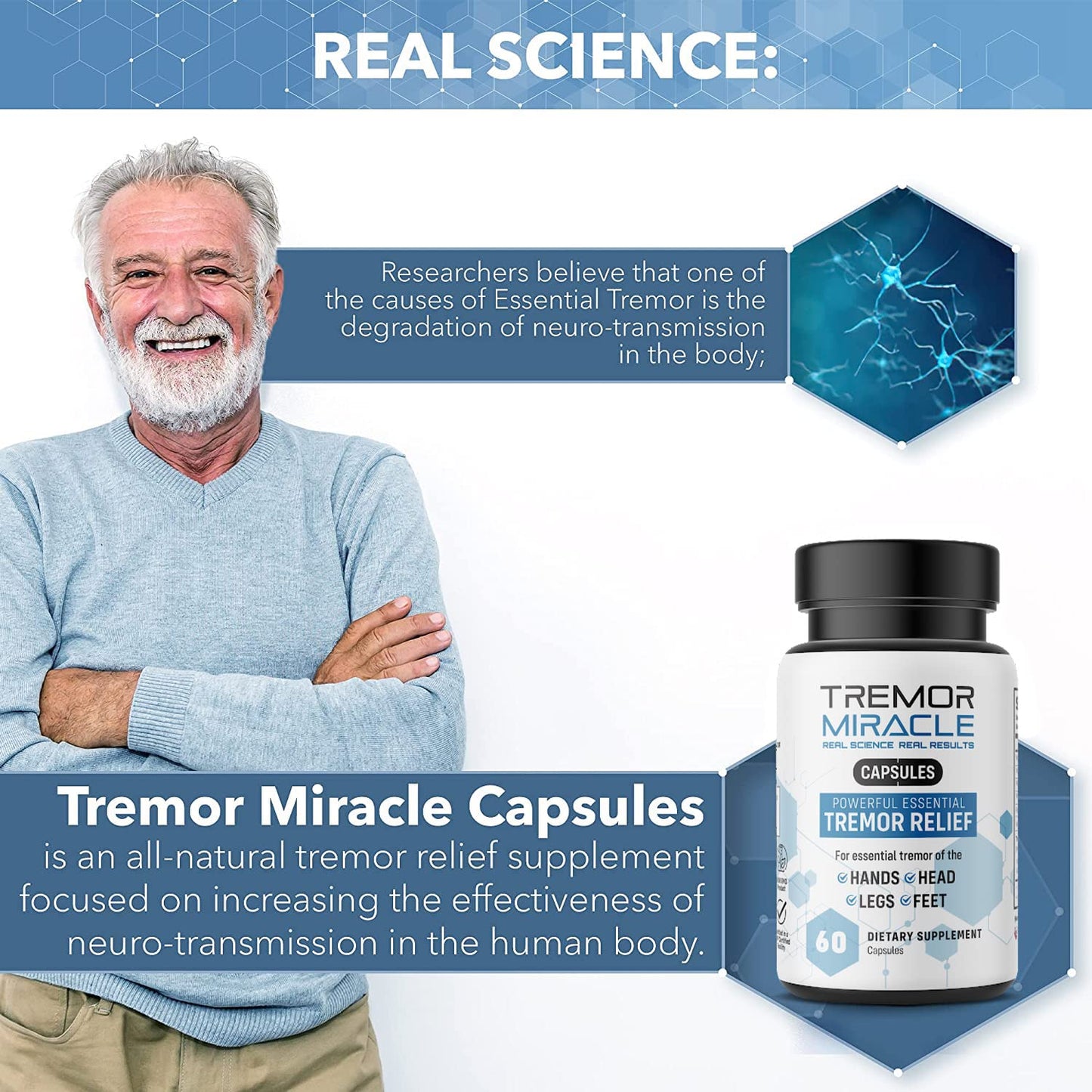 Real Science Nutrition Tremor Miracle Capsules, 60 Capsules