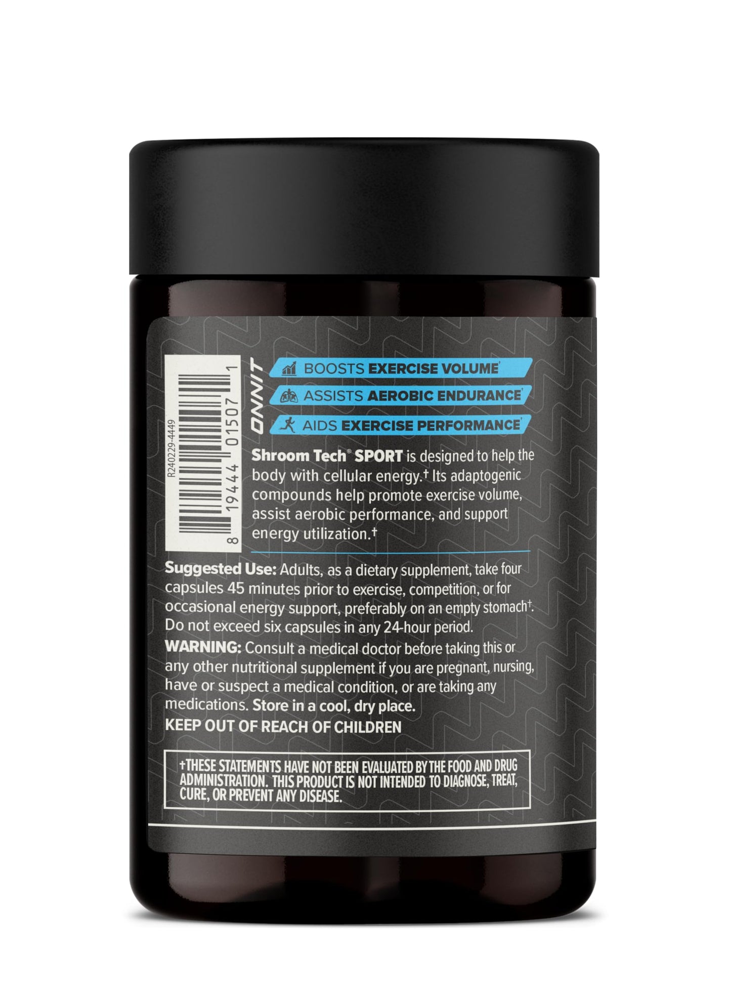 ONNIT Shroom Tech Sport Daily Exercise Support Capsules, Pre Workout Supplement with Cordyceps Mushrooms, Dietary Supplement for Daily Energy Support, 84 Count