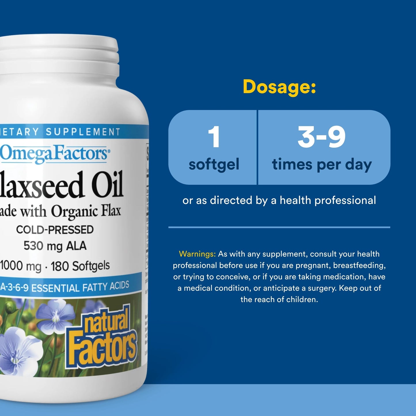 Natural Factors Omega Factors Flaxseed Oil Softgels 180