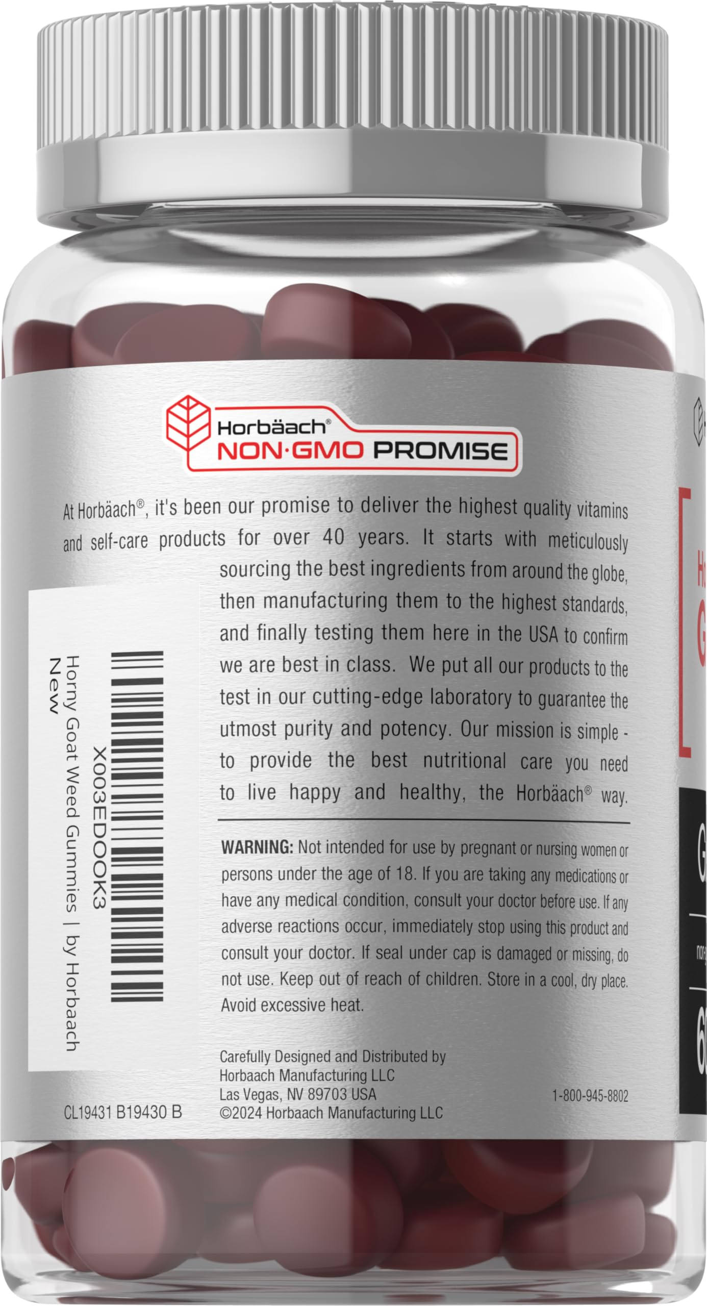 Horbäach Horny Goat Weed for Men and Women Gummies, 60 Count