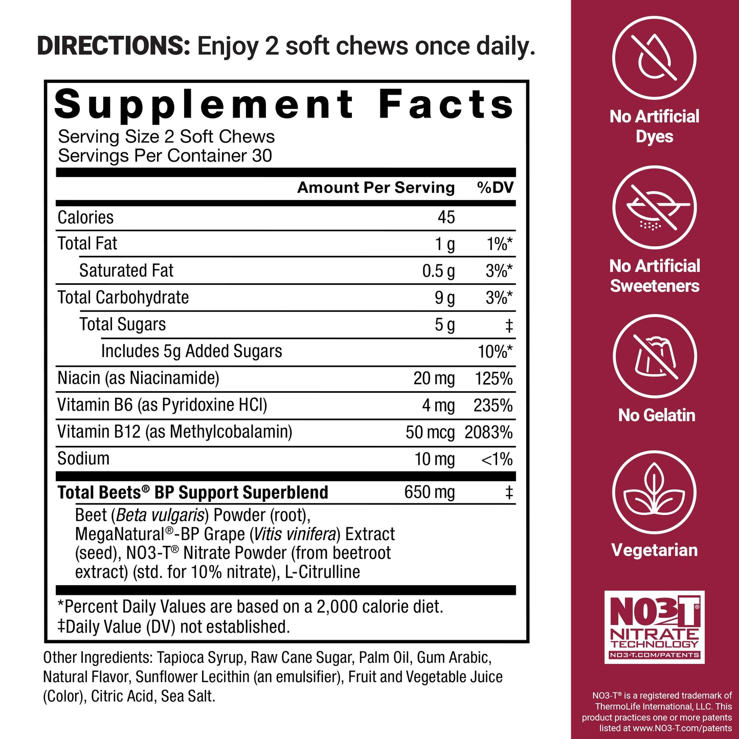 Force Factor Total Beets Blood Pressure Support Soft Chew 180