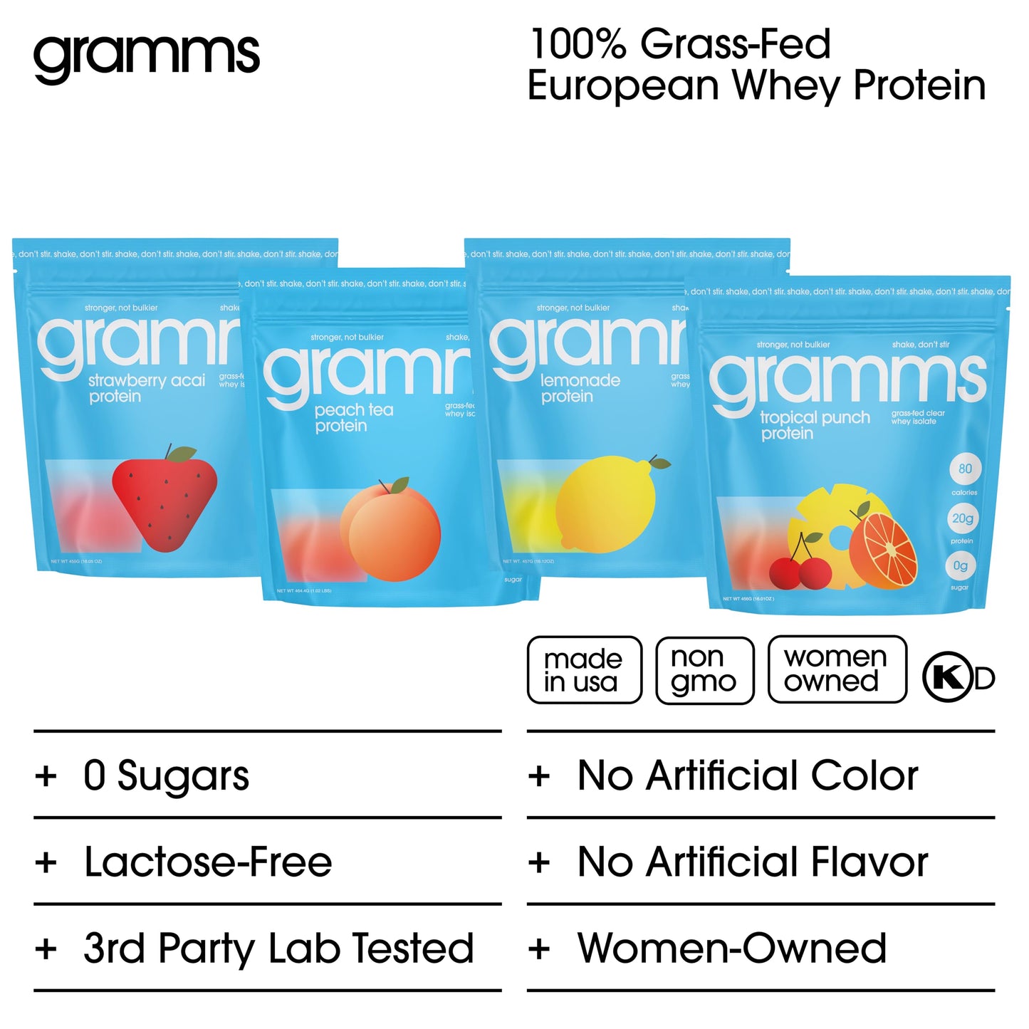 GRAMMS Clear Protein Powder Tropical Punch, 160 oz