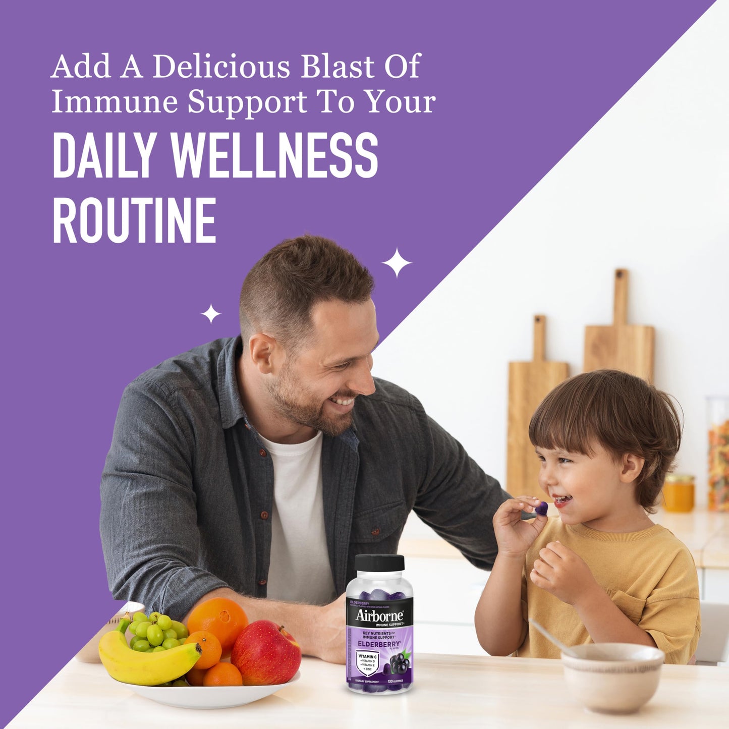Airborne Elderberry + Zinc & Vitamin C Gummies for Adults Immune Support 130 Gummies