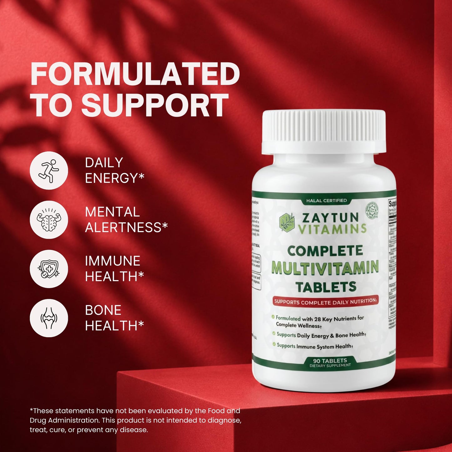 Zaytun Vitamins Halal Multivitamin Tablets, 90 Tablets