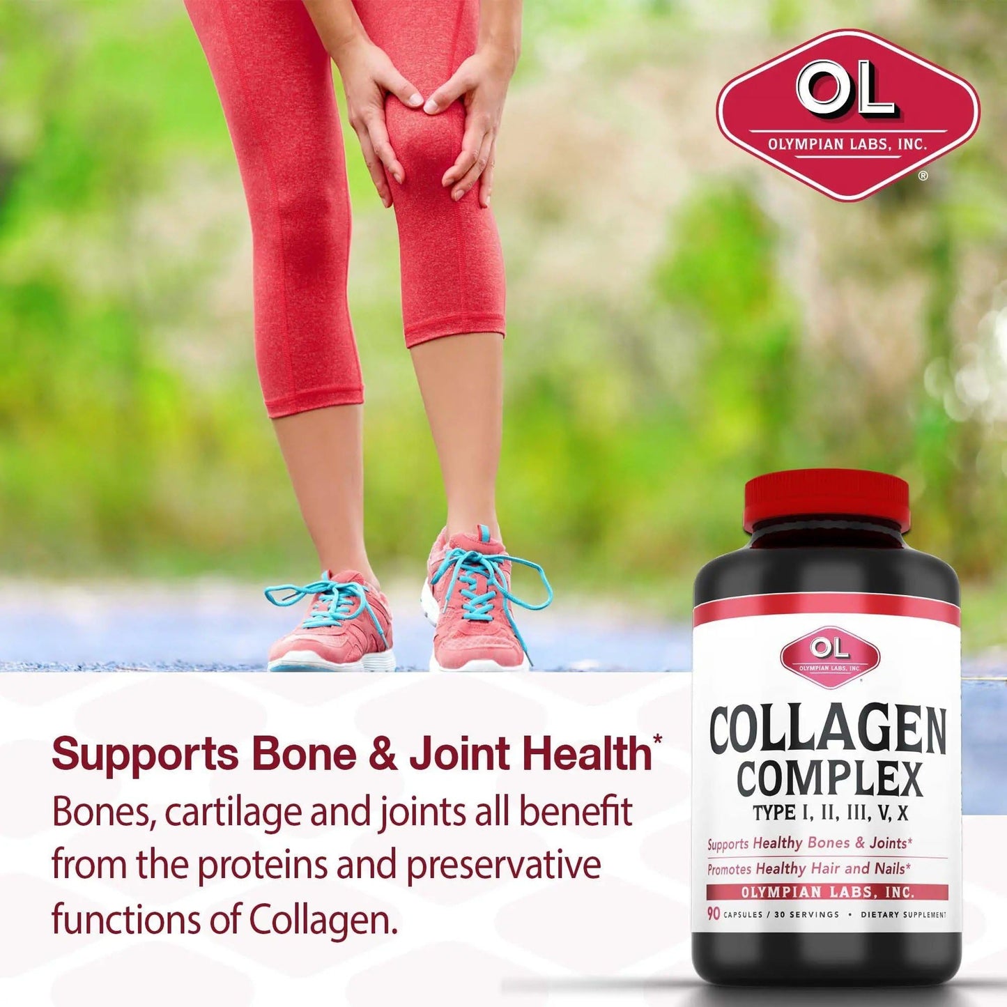 Olympian Labs Multi Collagen Complex Type I, II, III, V, X, Hair, Nails, Joint, Gut Health, 90 Capsules