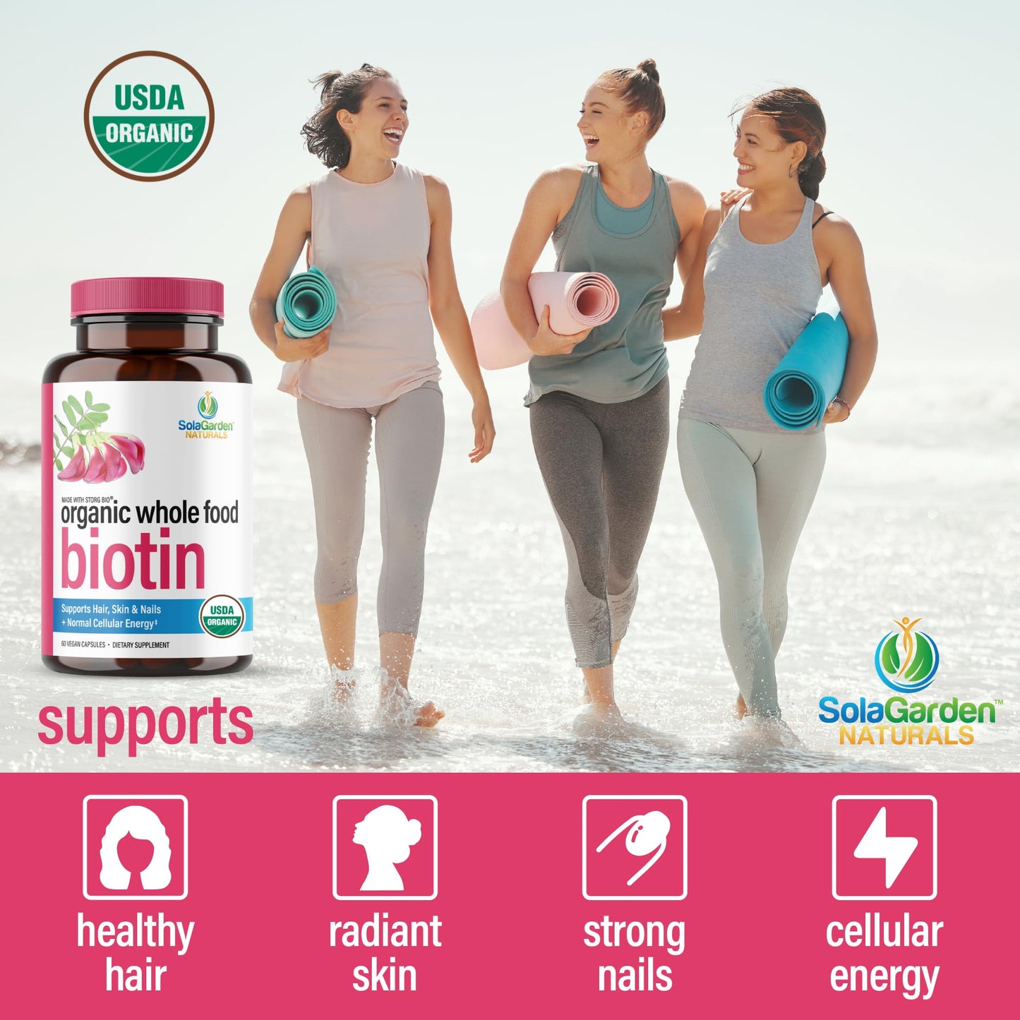 LifeGarden Naturals USDA Organic Whole Food Biotin Supplement Capsule 60 Capsules