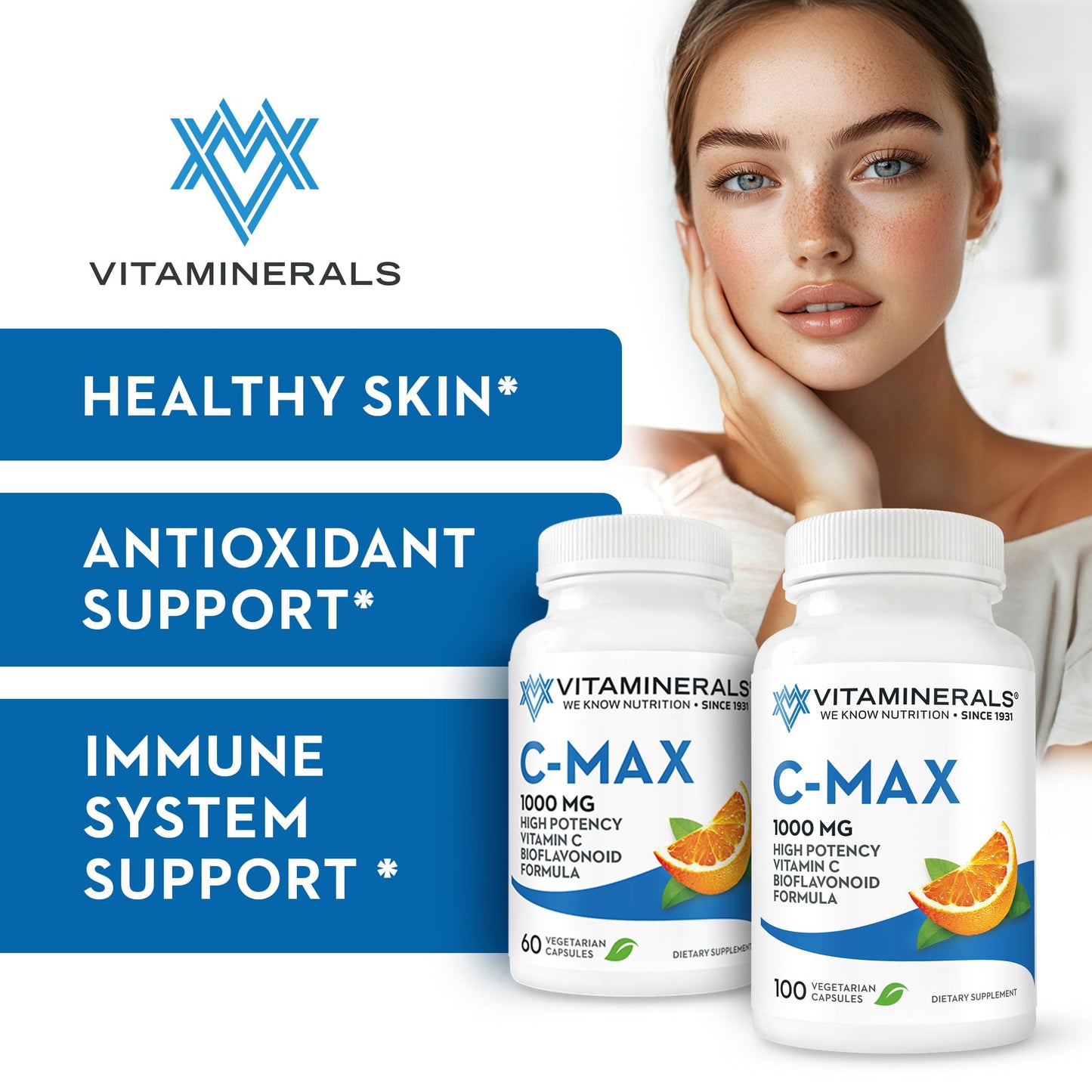 Vitaminerals C-MAX 1000mg Vitamin C with Citrus Bioflavonoids Capsules 15000 Count