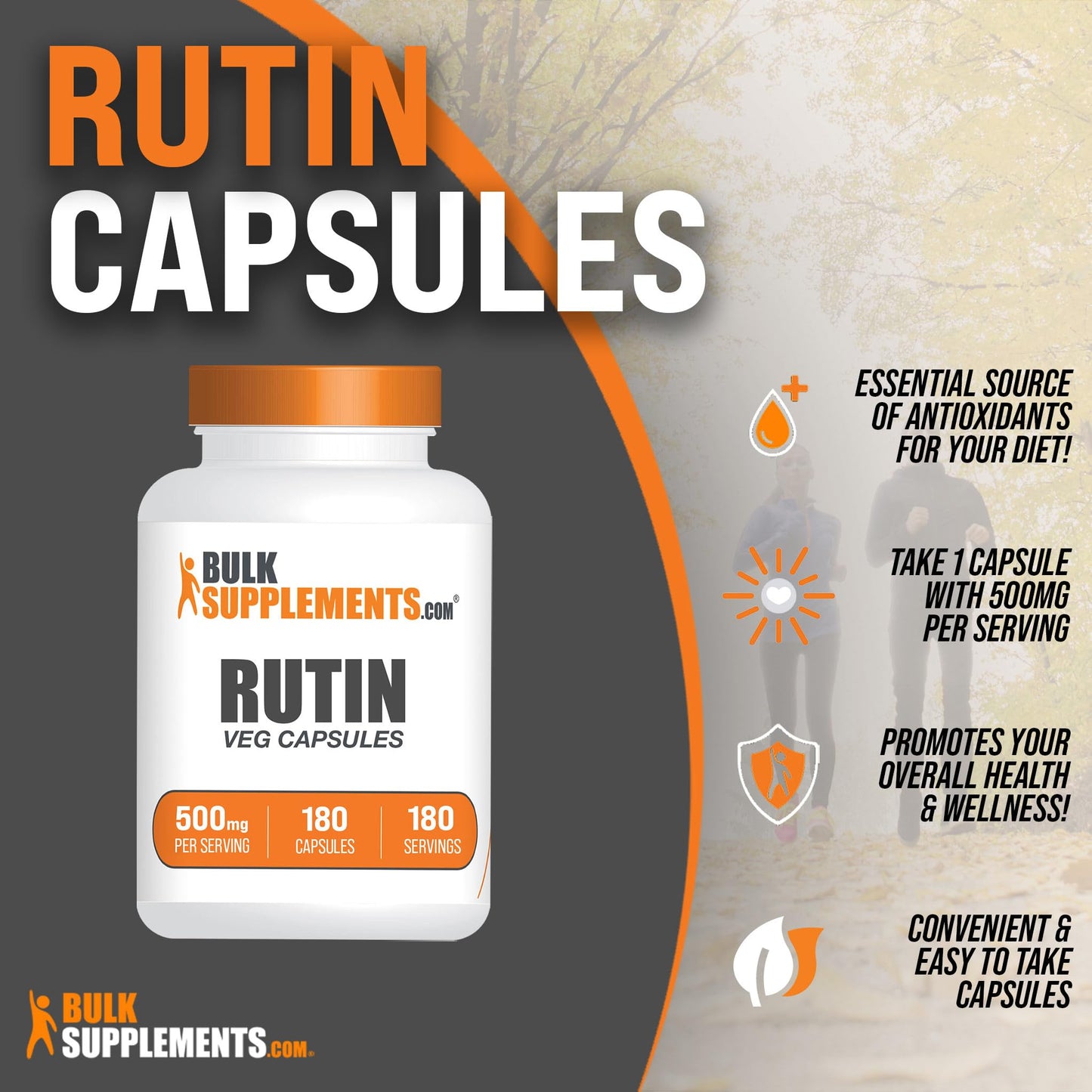 BulkSupplements Rutin 500mg Capsules, 180 Veg Capsules