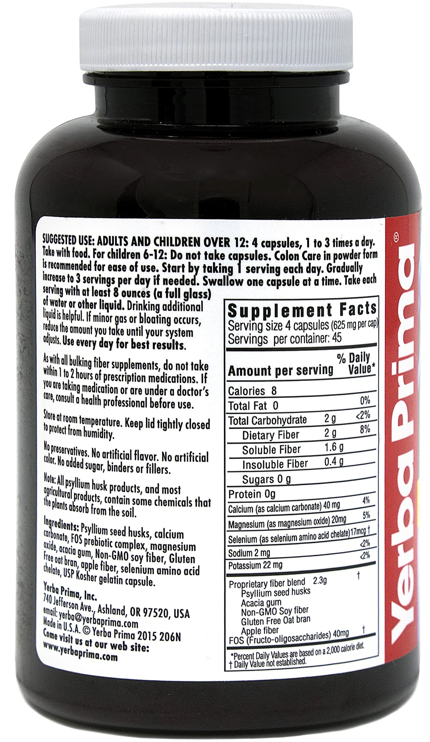 Yerba Prima Prebiotic Colon Care Capsules 360