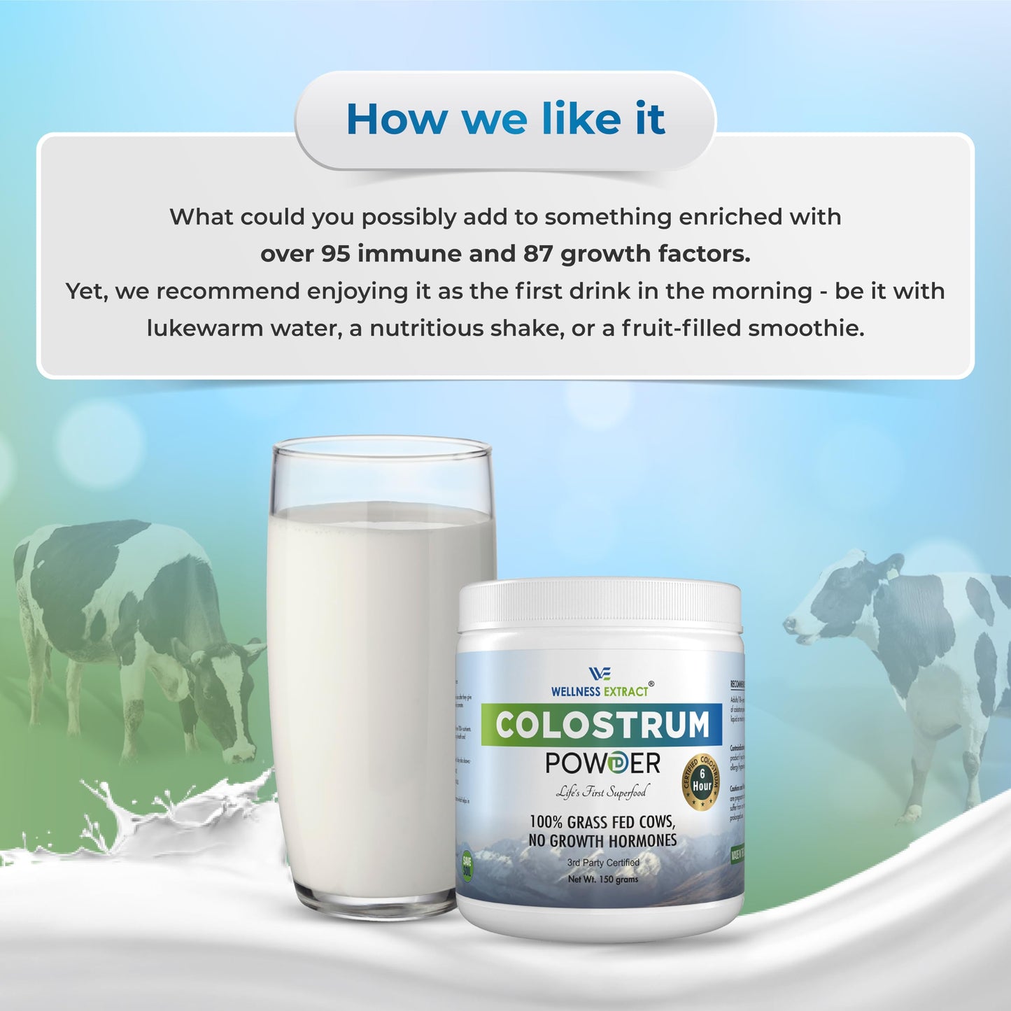 WELLNESS EXTRACT Bovine Colostrum Powder with Lactoferrin, 5.3oz, 1 Pack