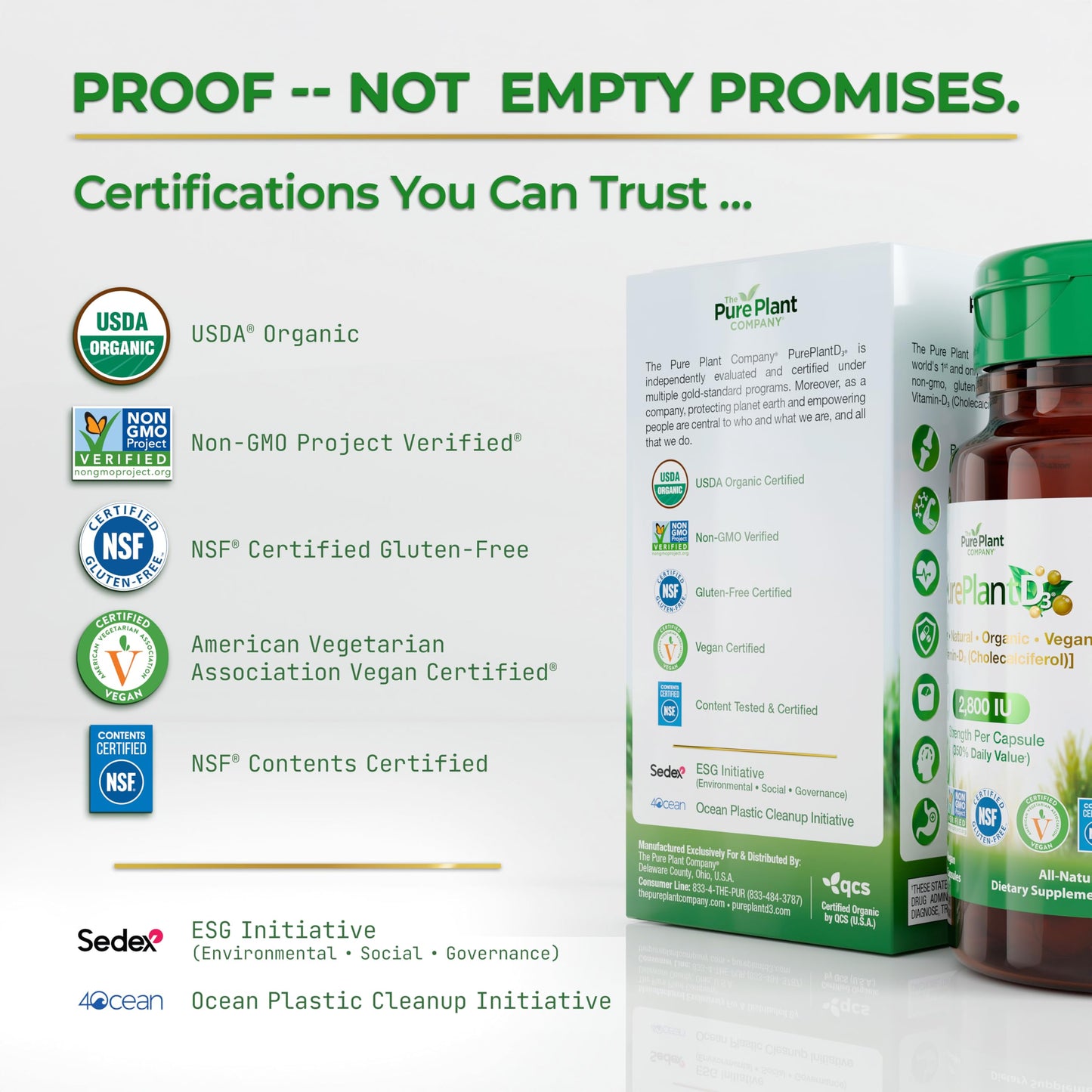 The Pure Plant Company PurePlantD3 Vegan Vitamin D3 2800 IU Organic Plant-Based 28 Capsules